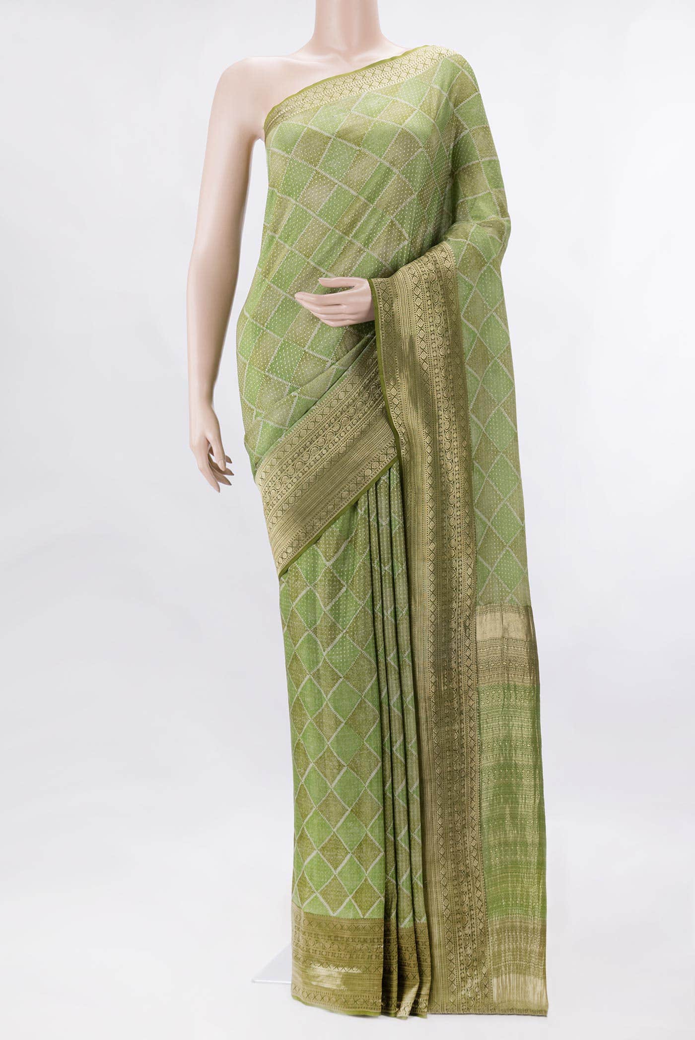 Green Dual Tone Banarasi Georgette Saree