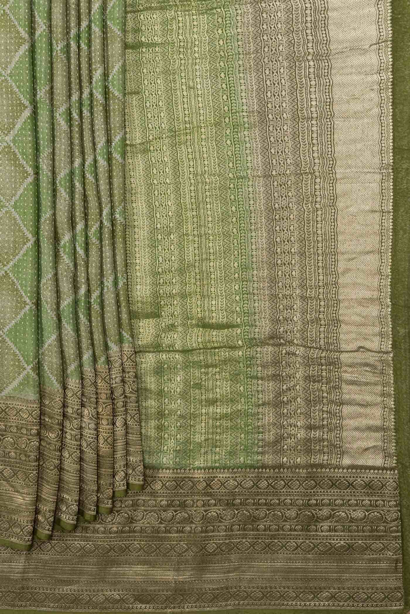 Green Dual Tone Banarasi Georgette Saree