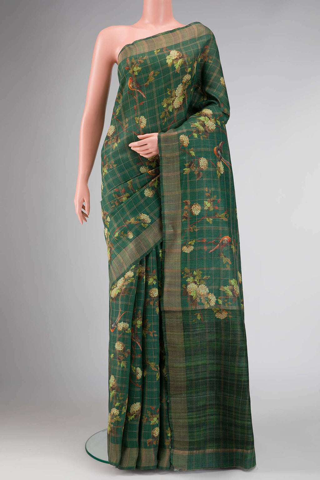Green Dual Tone Tussar Silk Saree