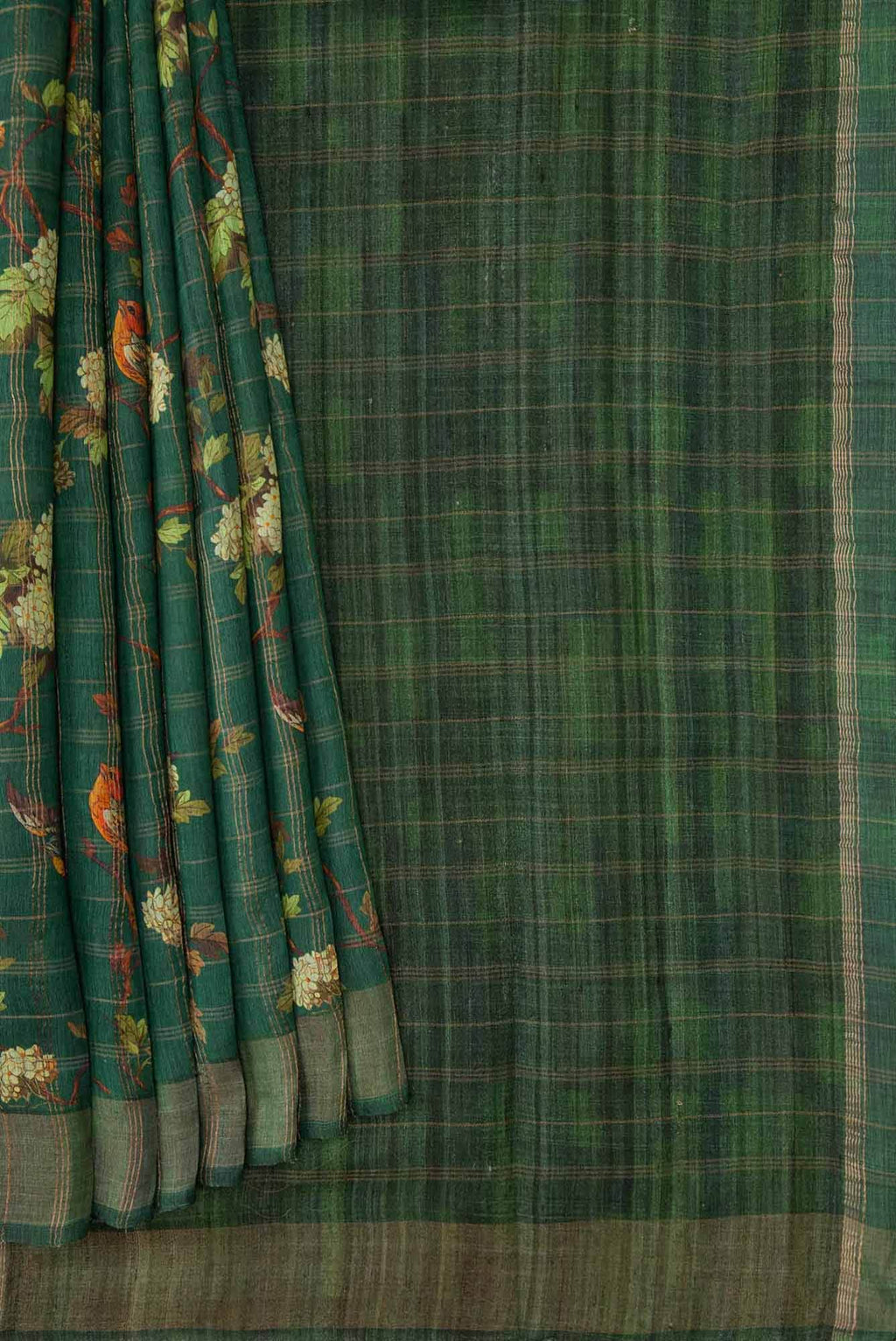 Green Dual Tone Tussar Silk Saree