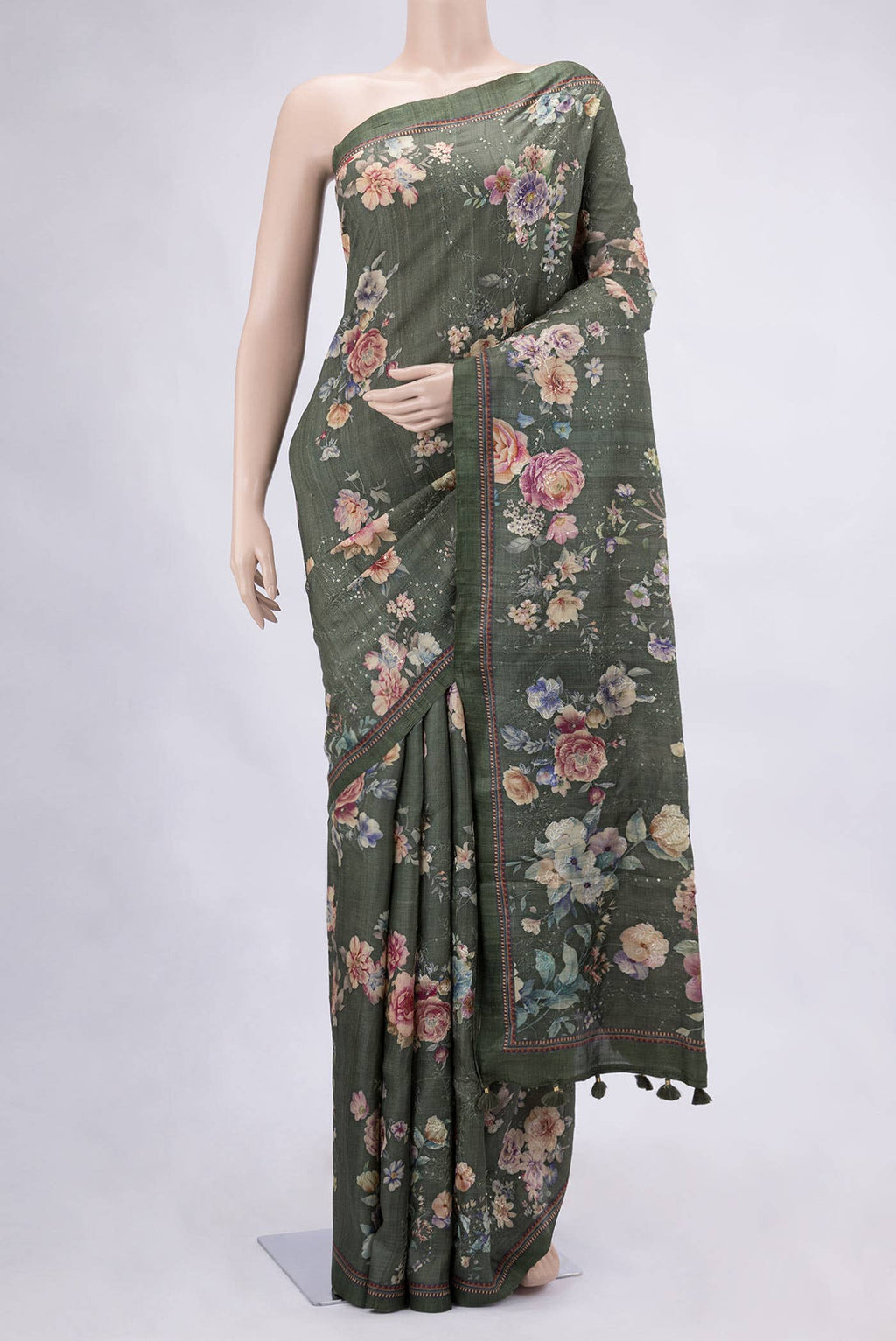 Green Dual Tone Tussar Silk Saree