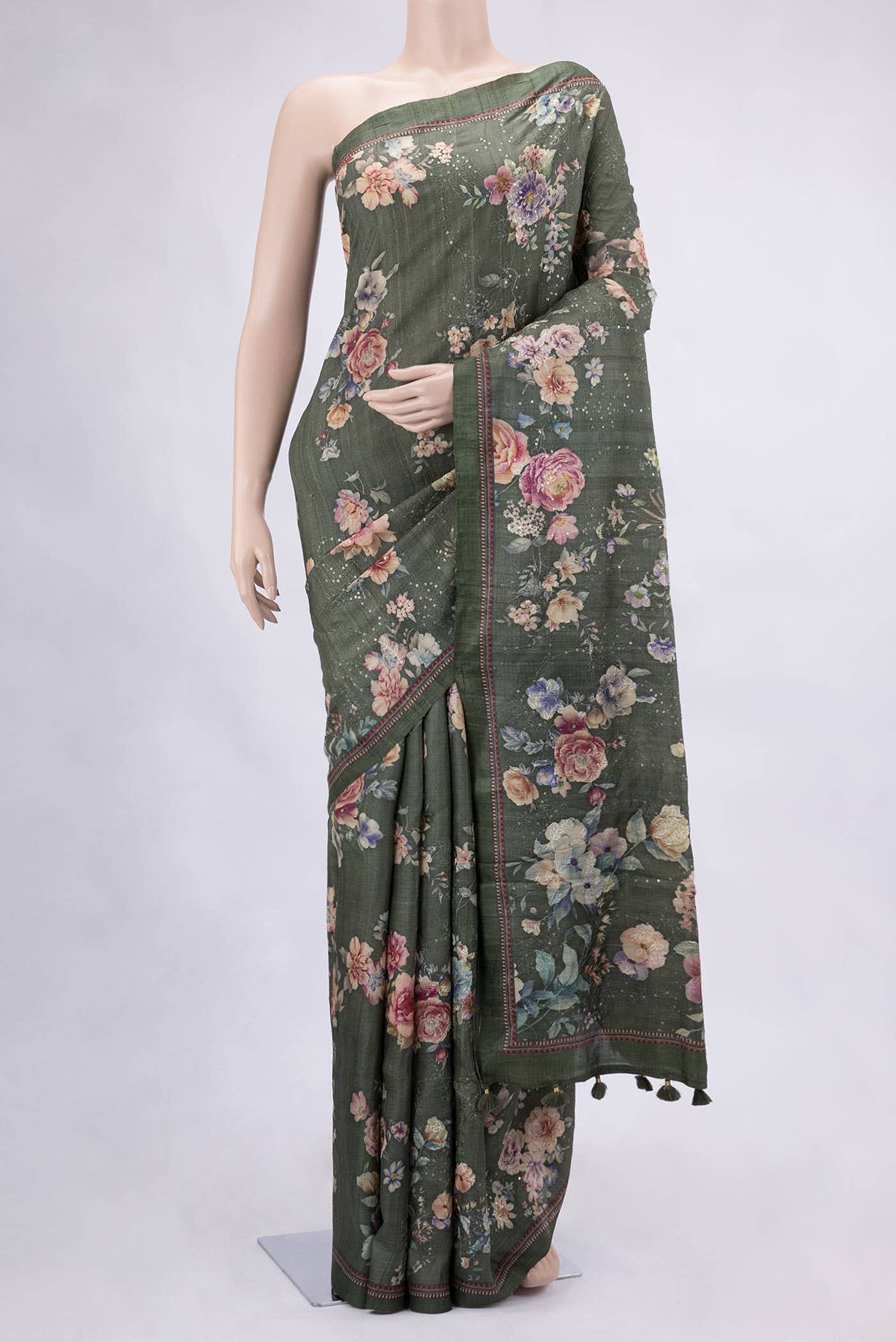Green Dual Tone Tussar Silk Saree
