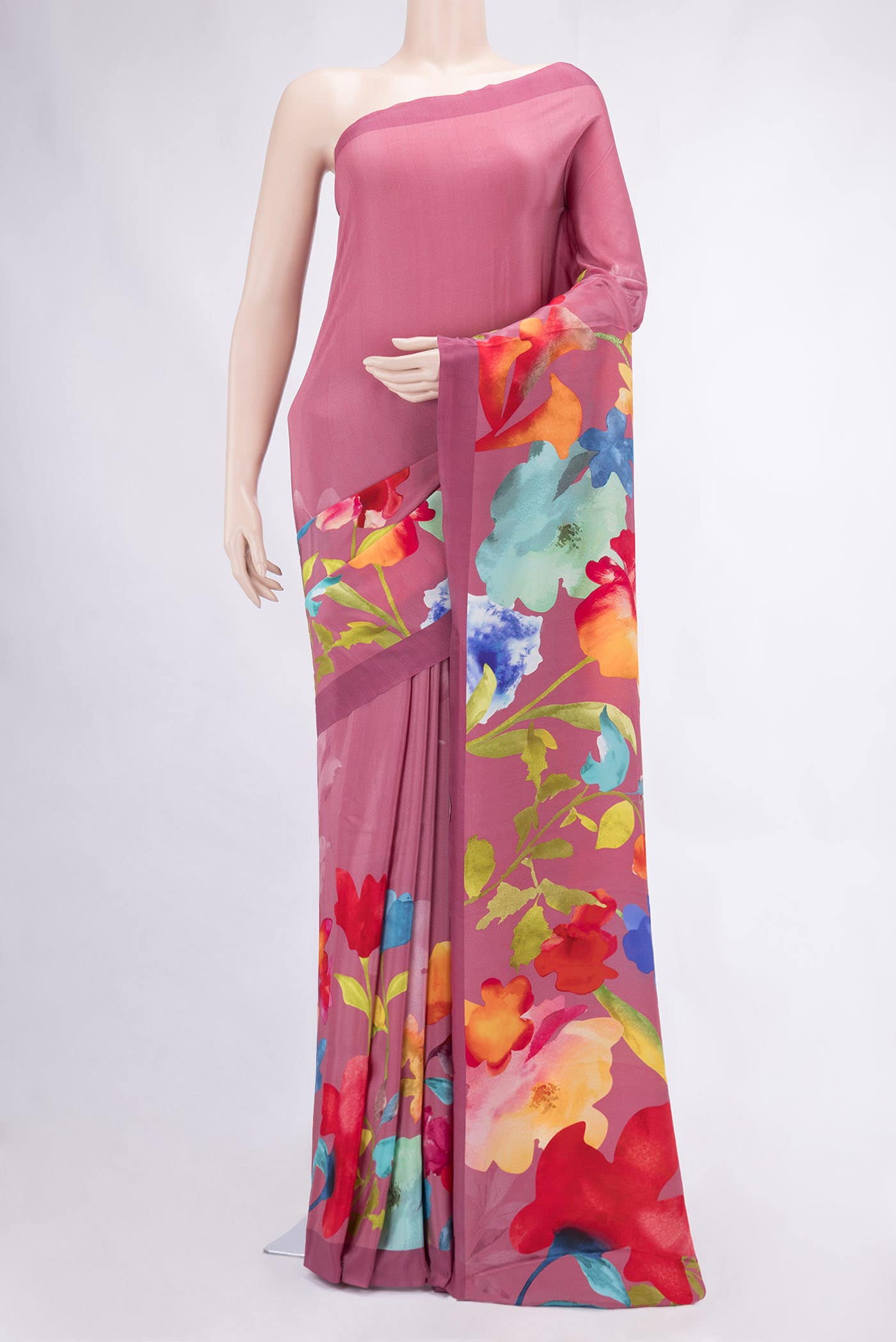 Mauve Mysore Crepe Saree
