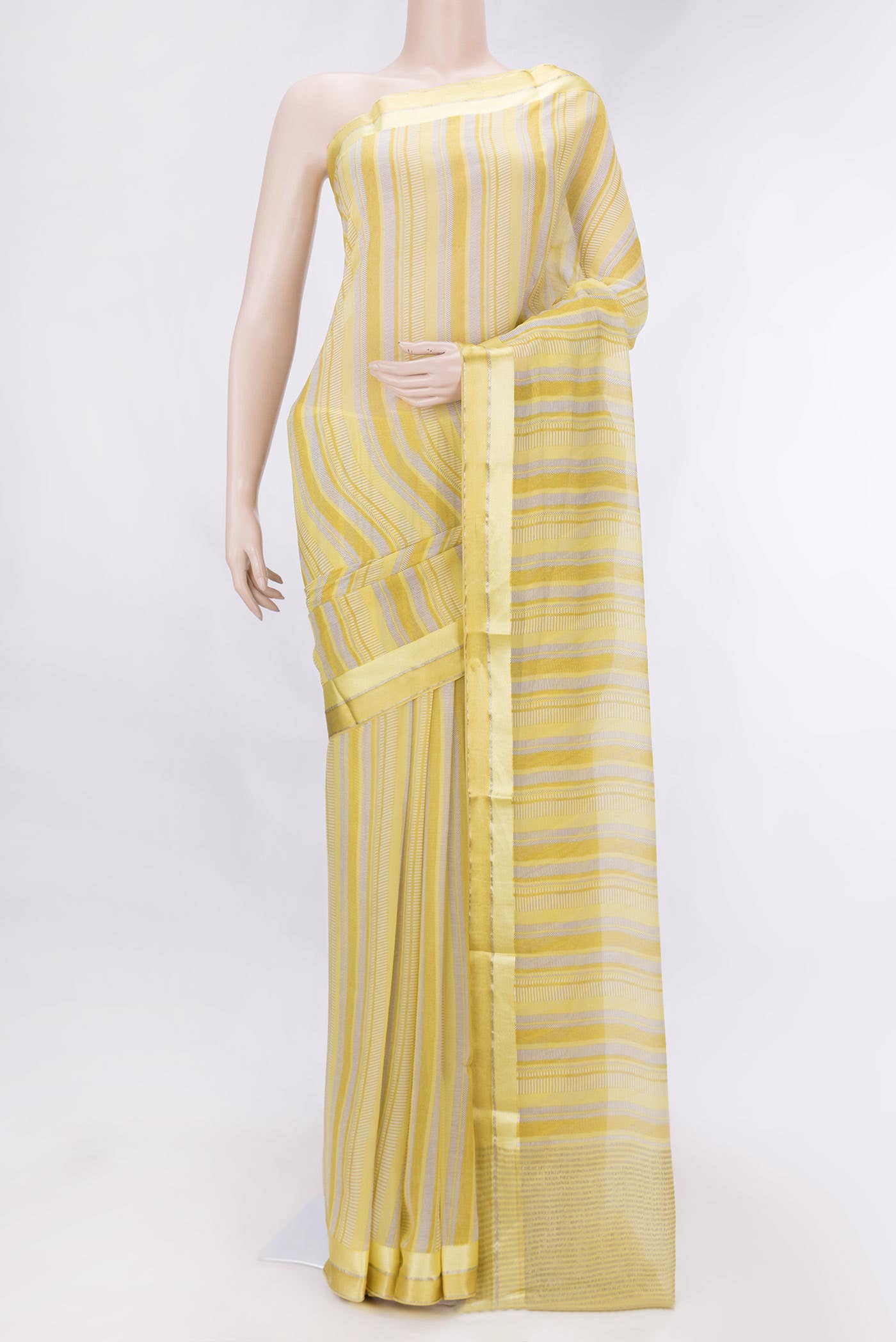 Yellow Dual Tone Mysore Crepe Saree