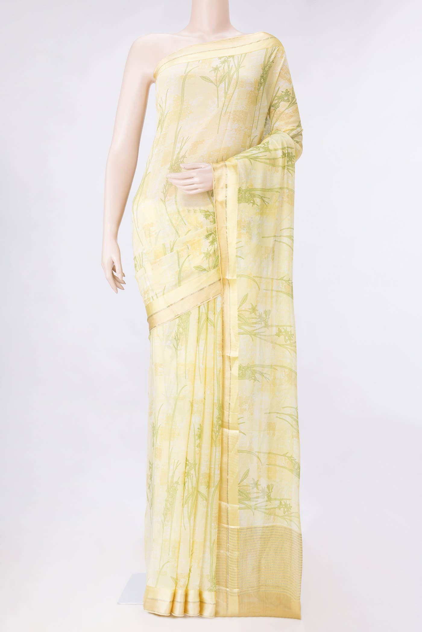Lemon Yellow Dual Tone Mysore Chiffon Saree