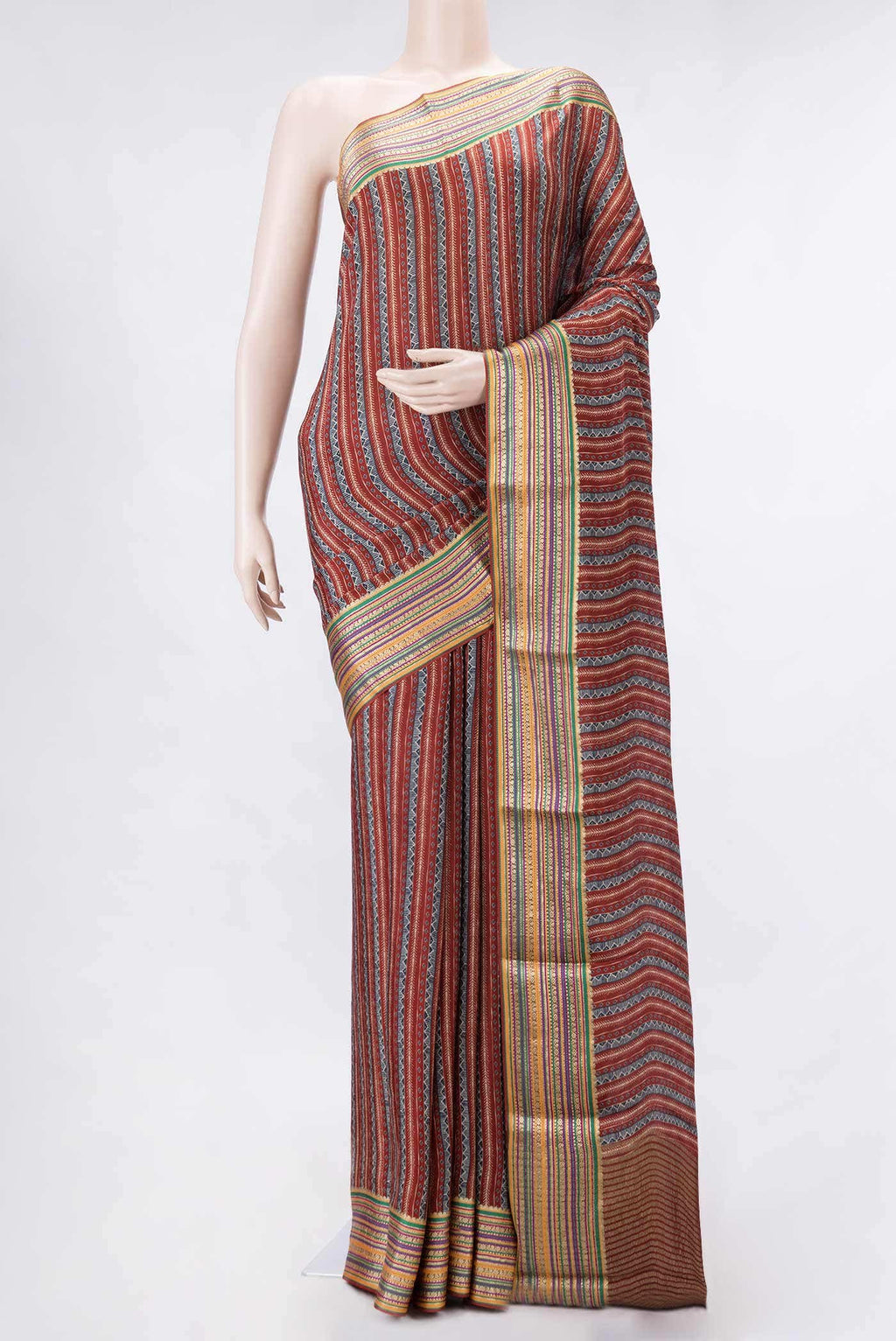 Maroon Dual Tone Mysore Crepe Saree