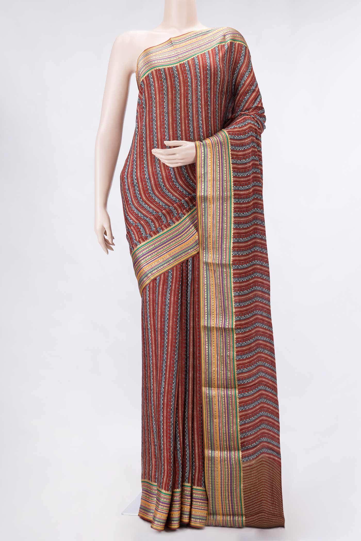 Maroon Dual Tone Mysore Crepe Saree
