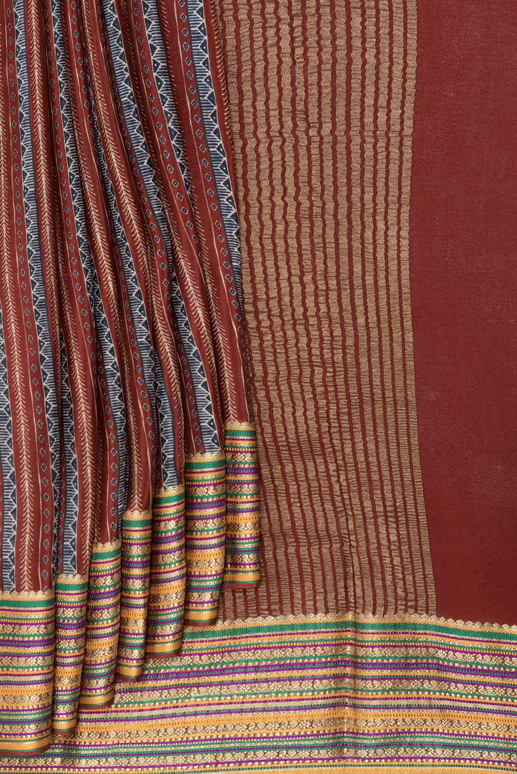 Maroon Dual Tone Mysore Crepe Saree
