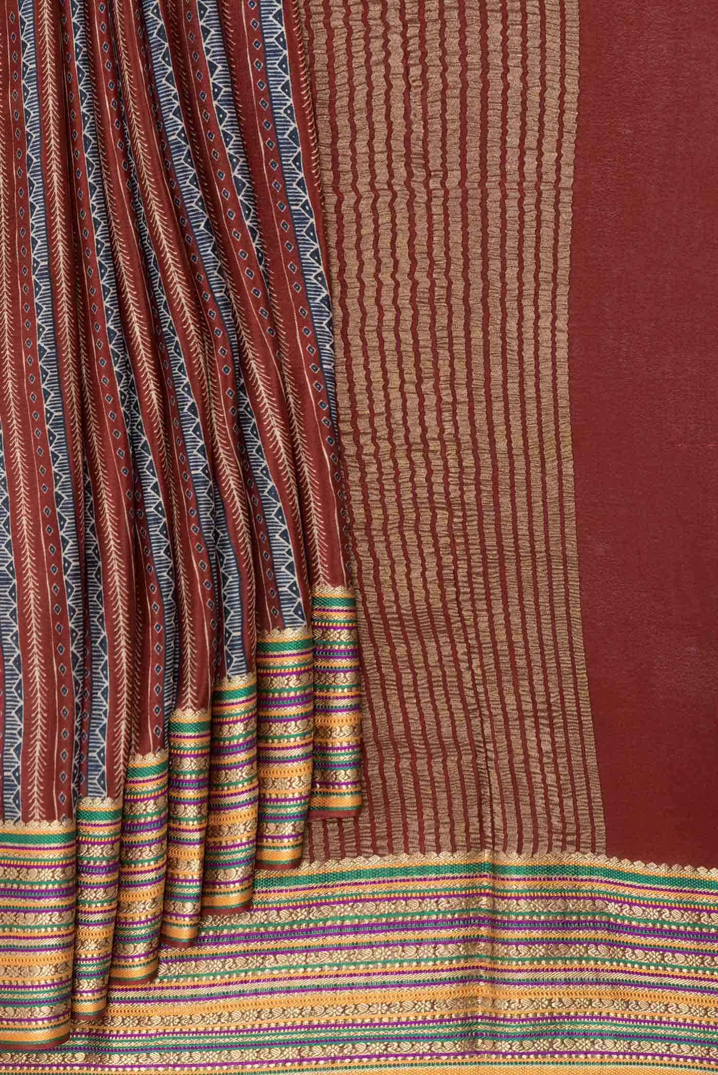 Maroon Dual Tone Mysore Crepe Saree