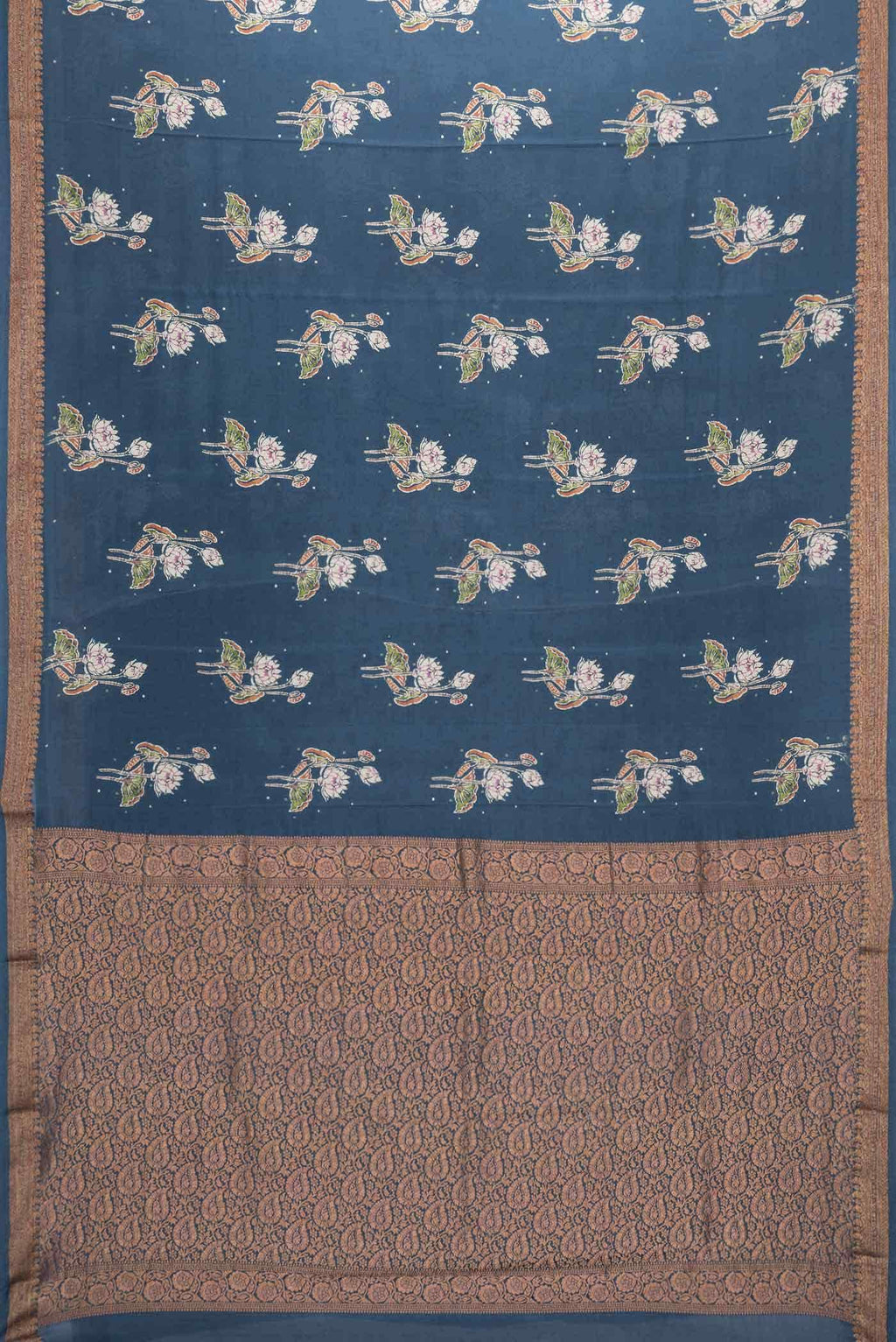 Maya Blue Satin Crepe Saree