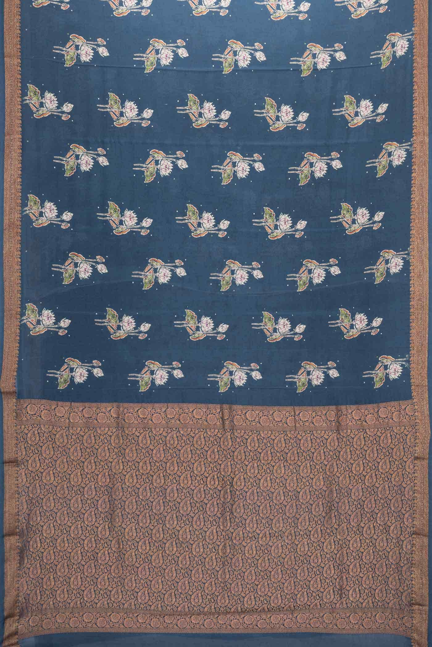 Maya Blue Satin Crepe Saree