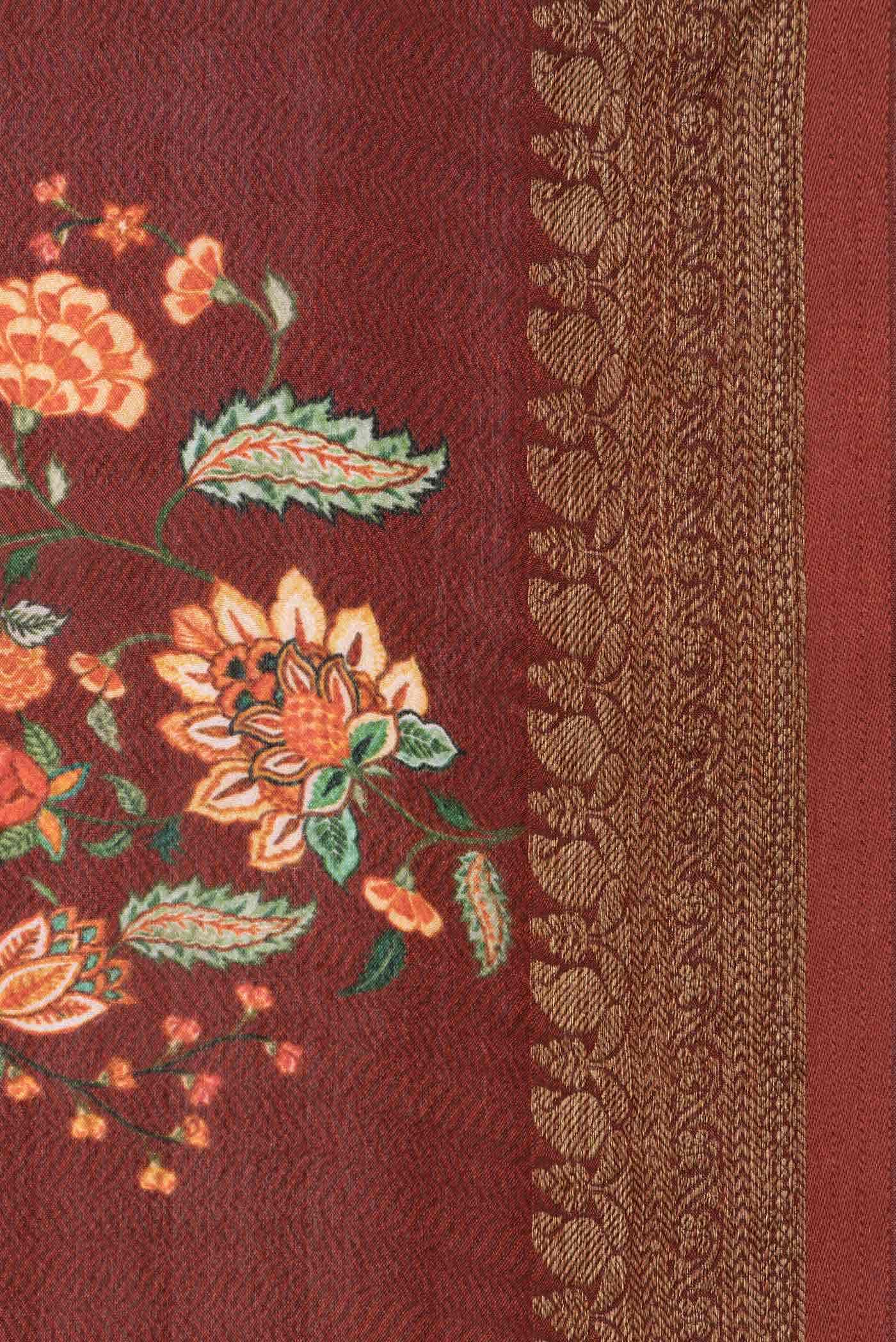 Maroon Mysore Crepe Saree