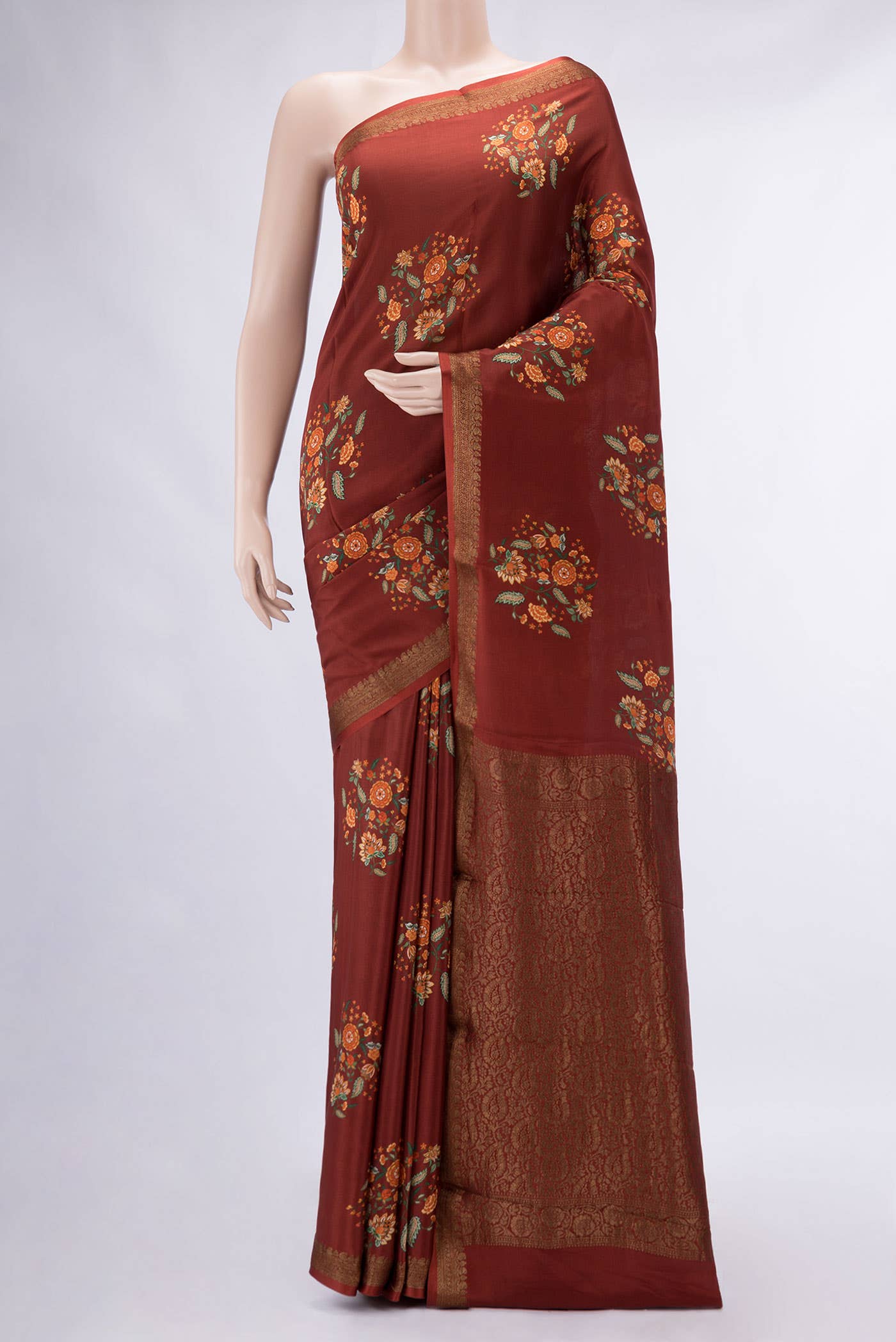 Maroon Mysore Crepe Saree