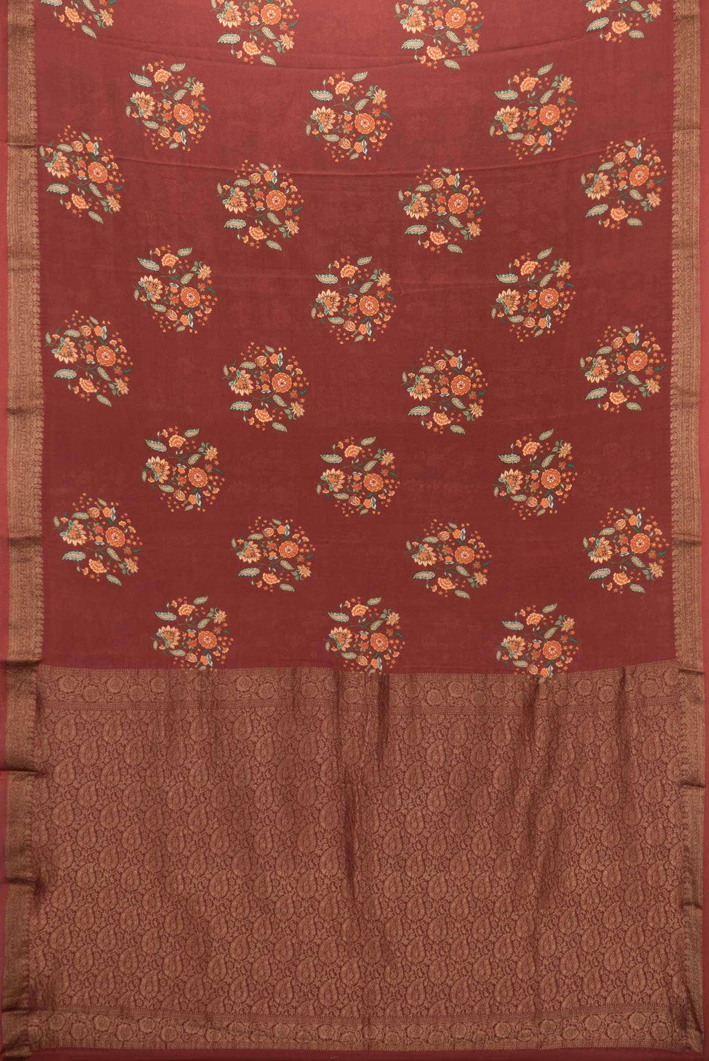 Maroon Mysore Crepe Saree