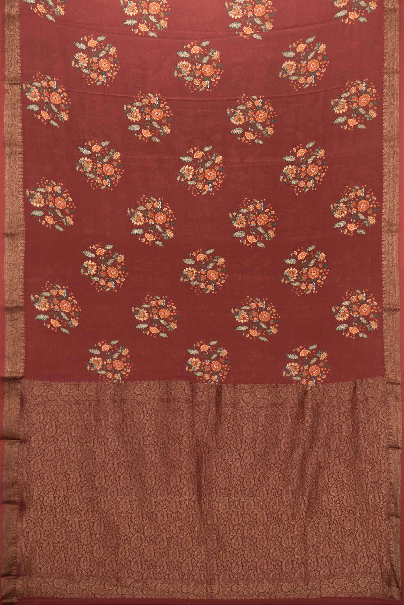 Maroon Mysore Crepe Saree