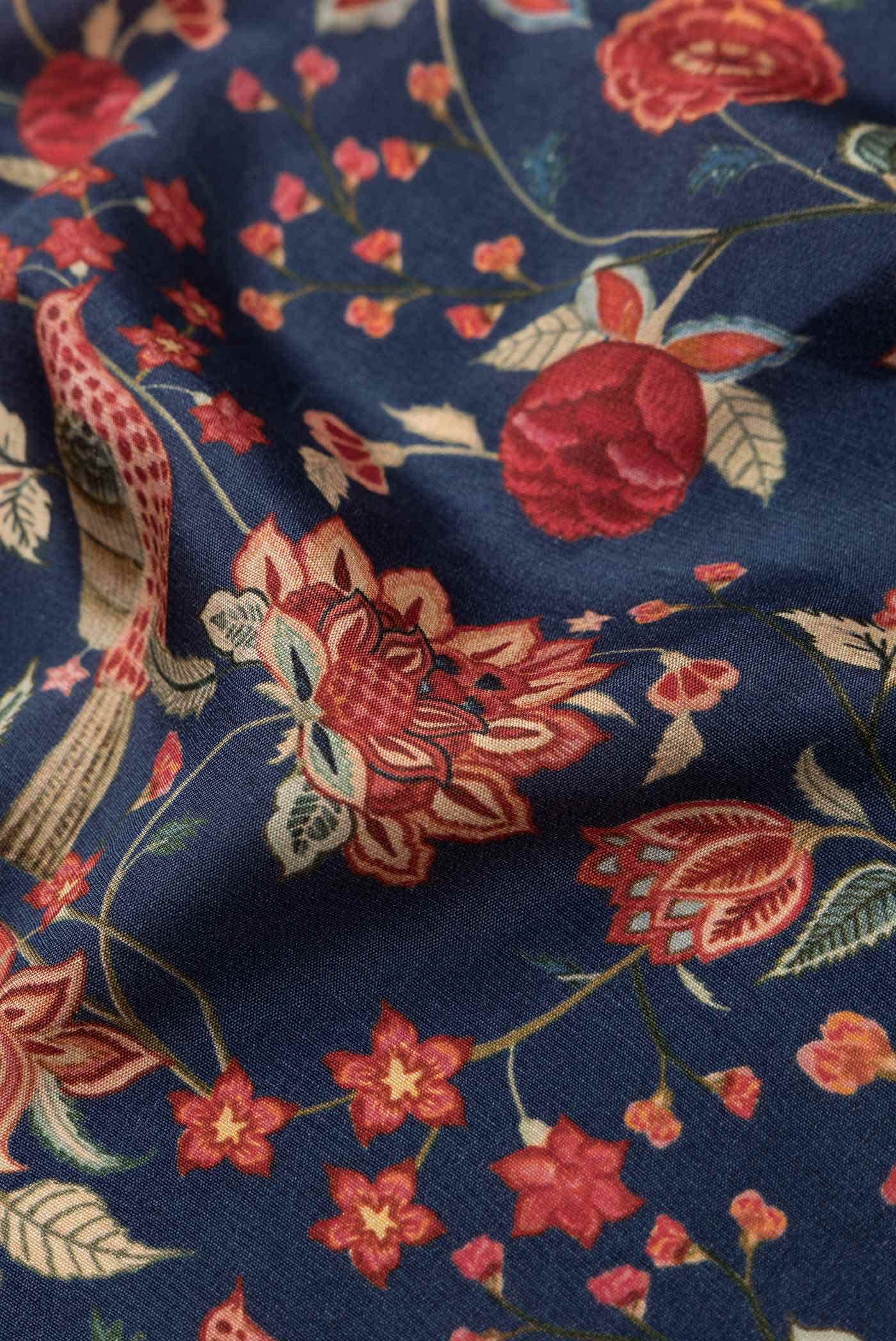 Navy Blue Mysore Crepe Saree
