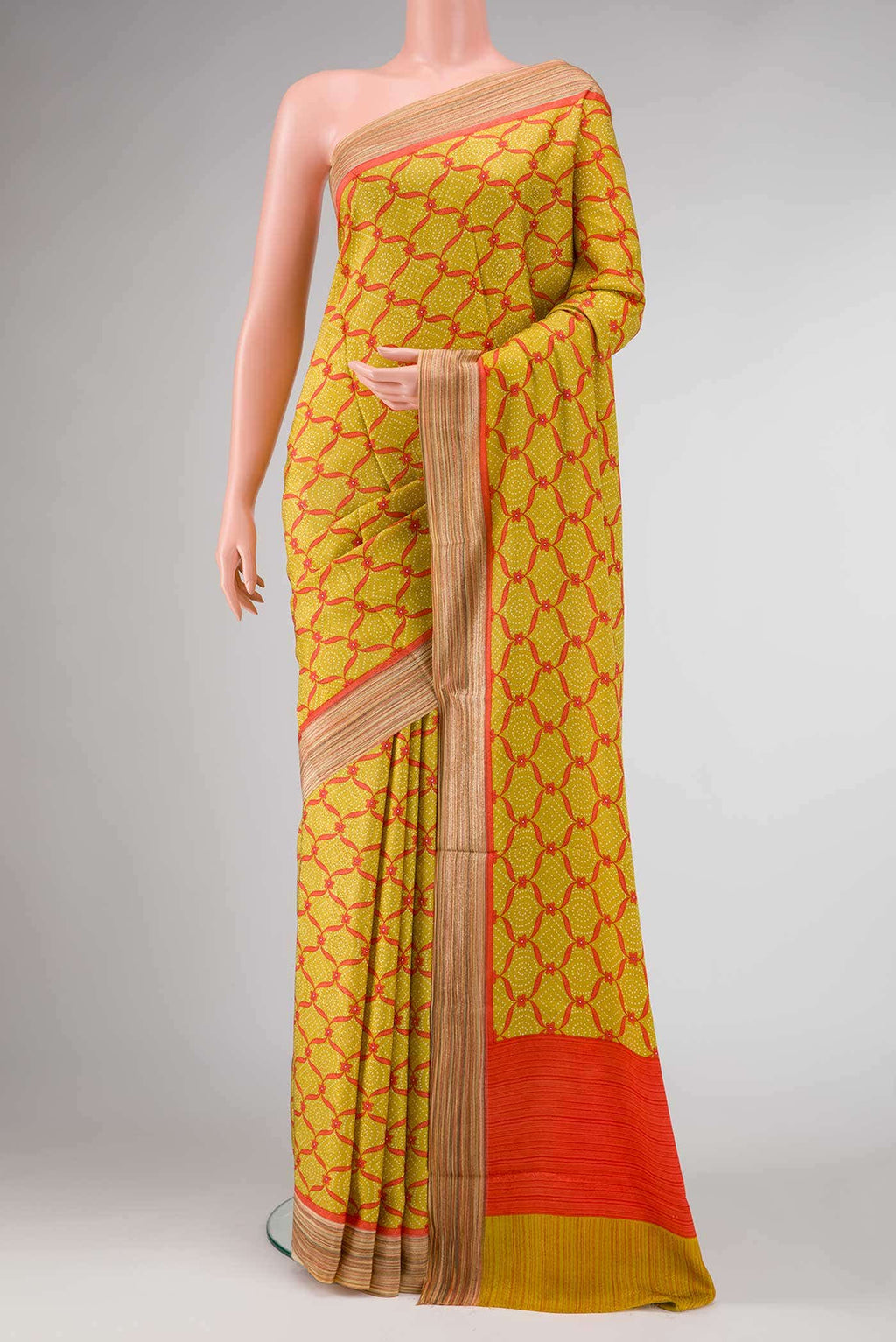 Mustard Dual Tone Mysore Crepe Saree