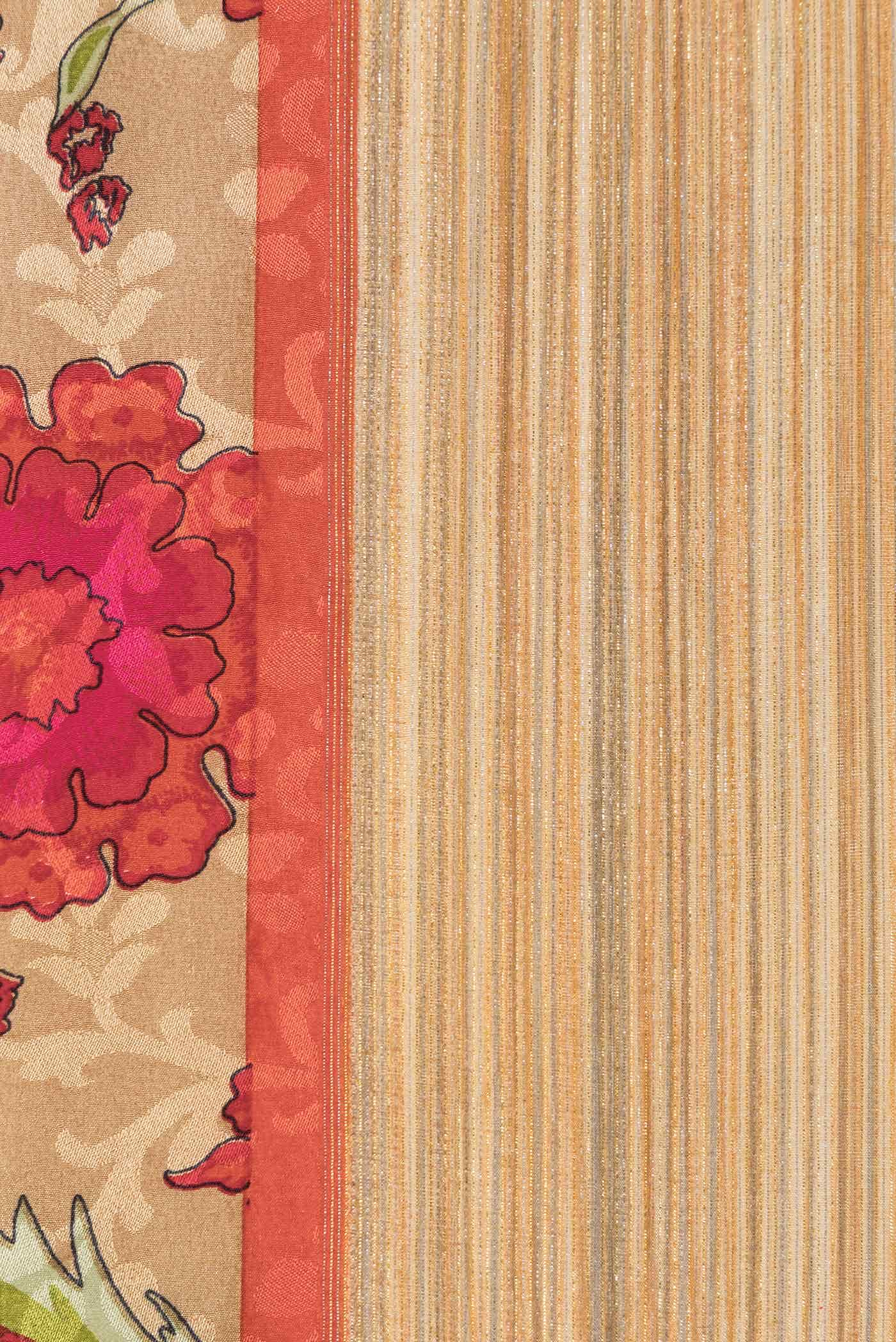 Beige Mysore Crepe Saree