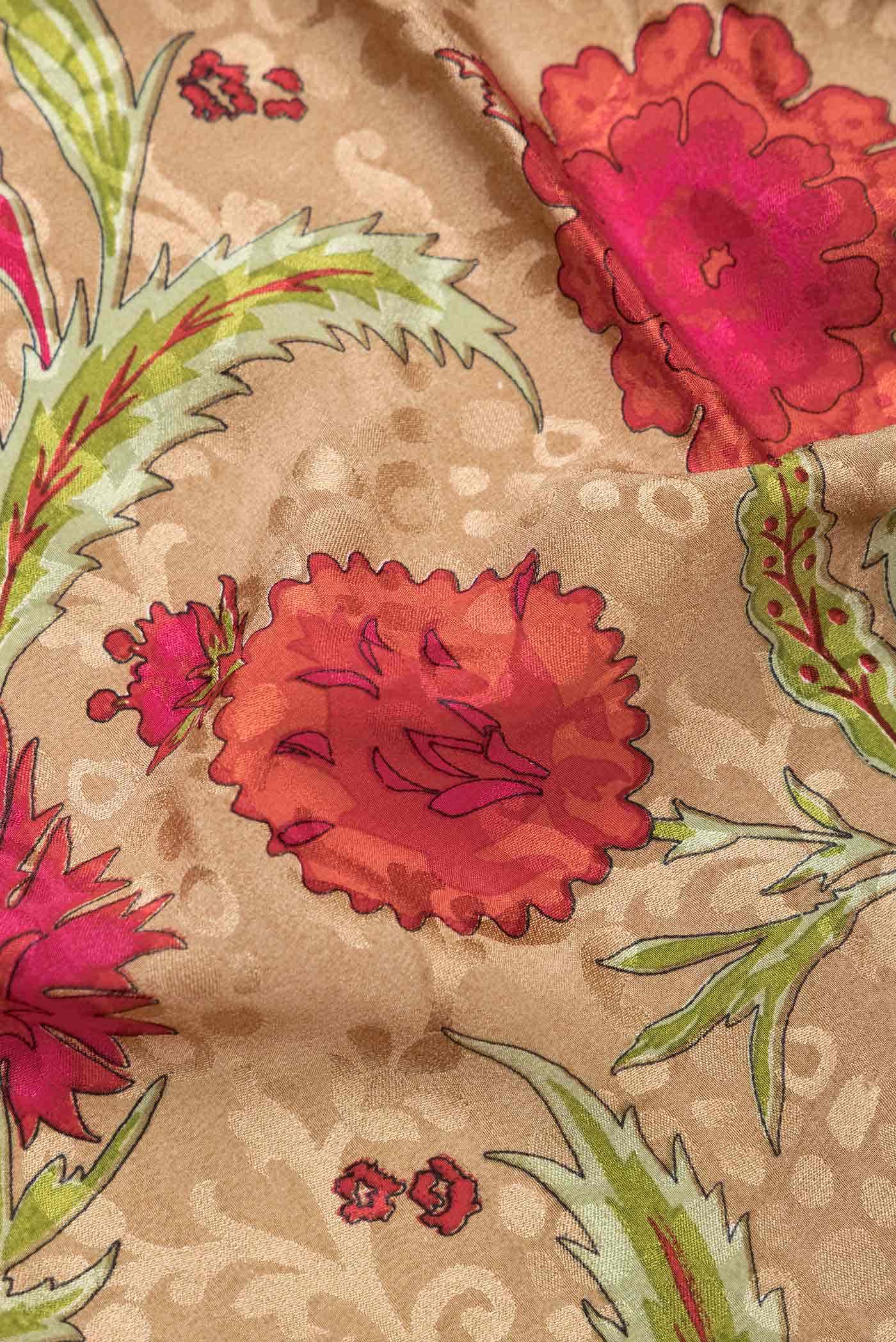 Beige Mysore Crepe Saree