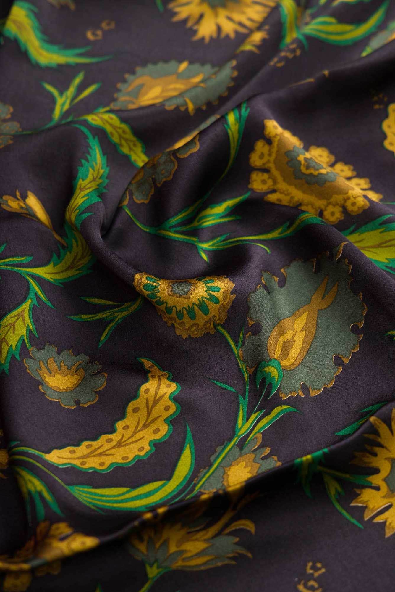Navy Blue Dual Tone Mysore Crepe Saree
