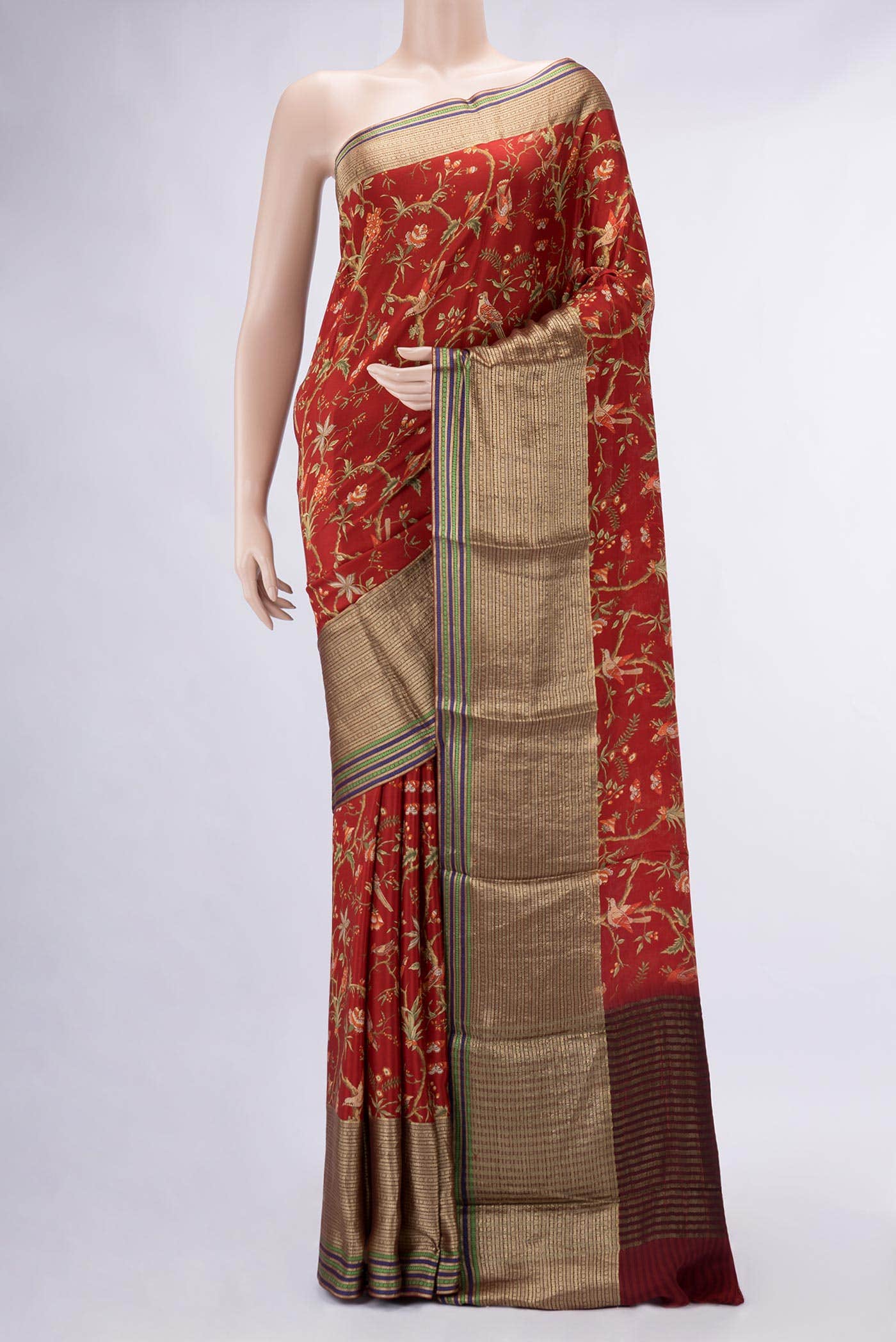 Maroon Mysore Crepe Saree