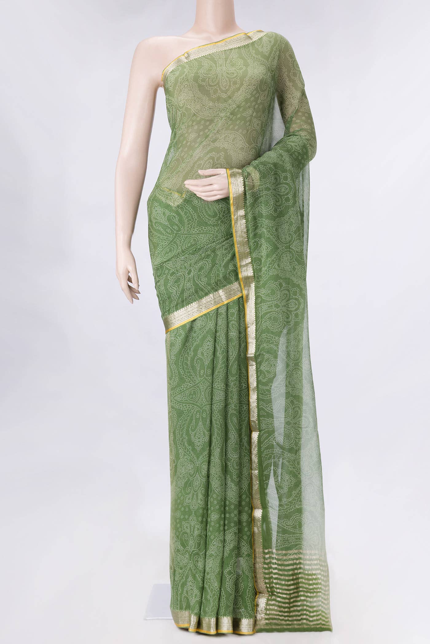 Green Dual Tone Mysore Chiffon Saree