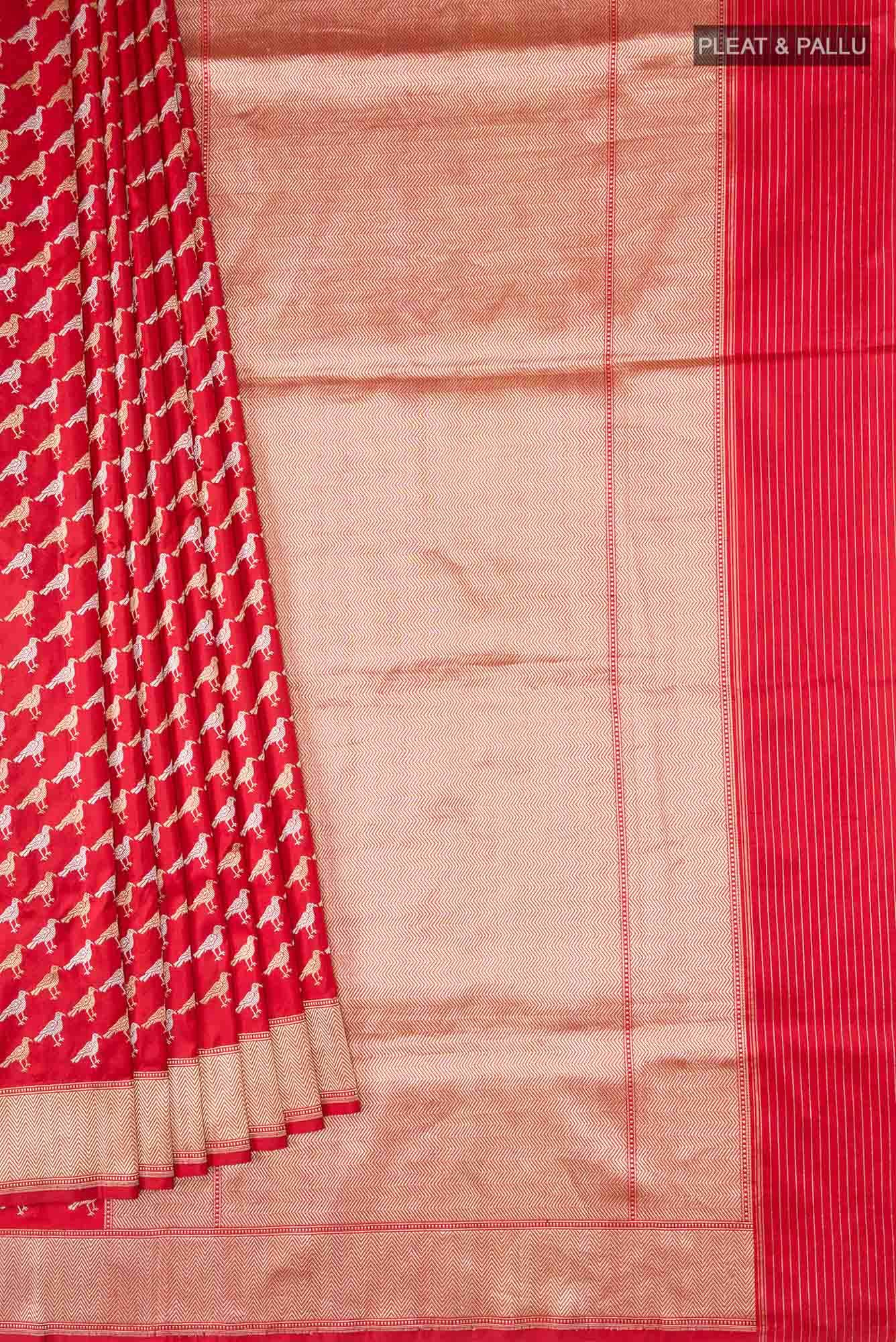 Pure Silk Pure Zari Red Banarasi Saree