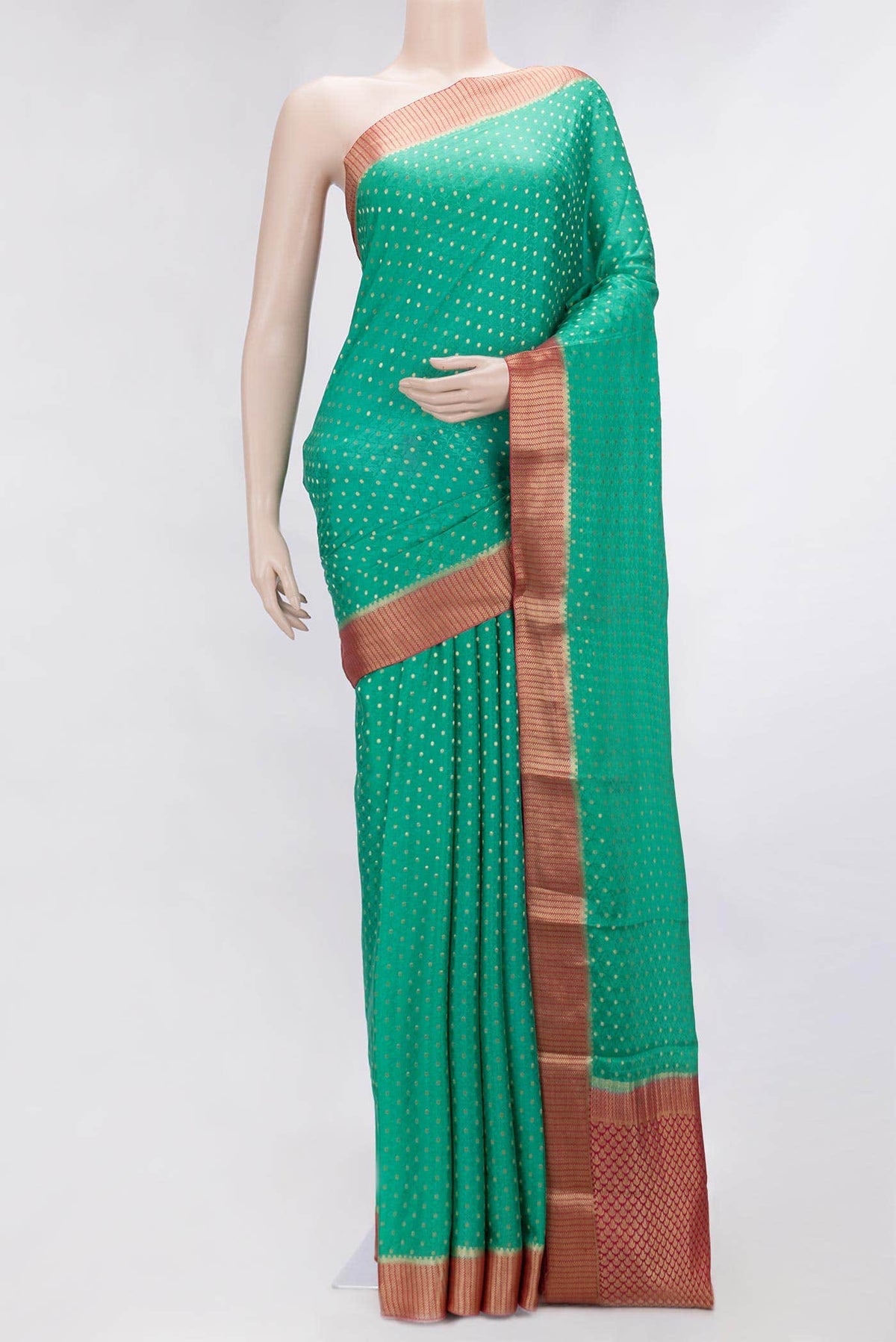Sea Green Mysore Crepe Saree