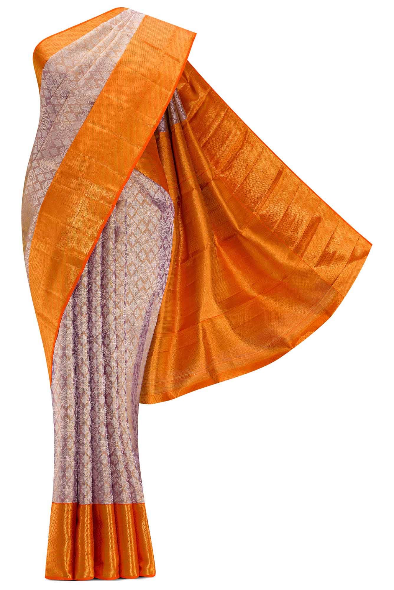 Lavender Kanchipuram Tissue Silk Saree