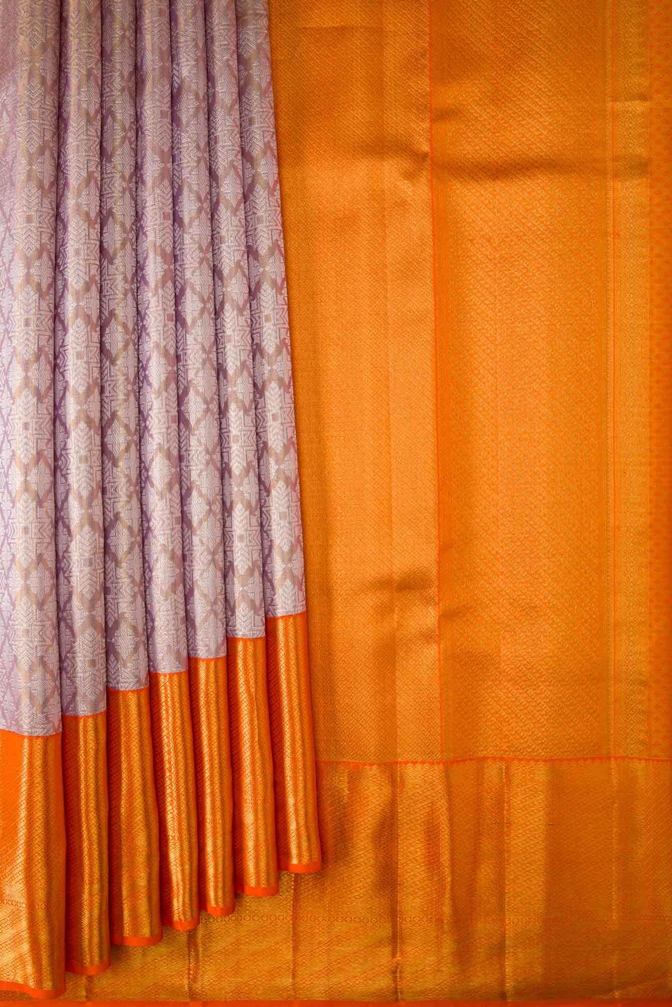 Lavender Dual Tone Kanjivaram Tissue Silk Saree