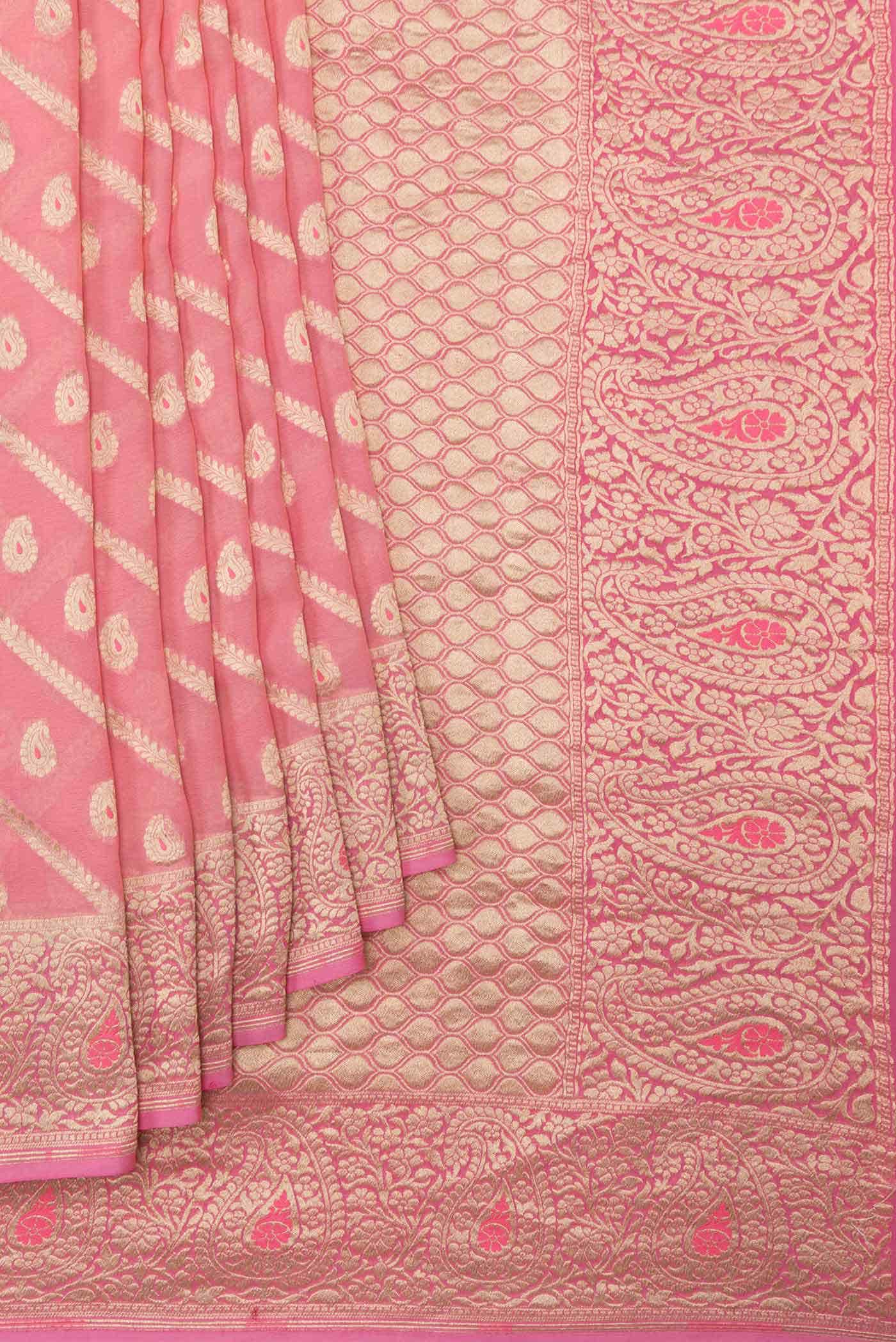 Pink Dual Tone Banarasi Georgette Saree