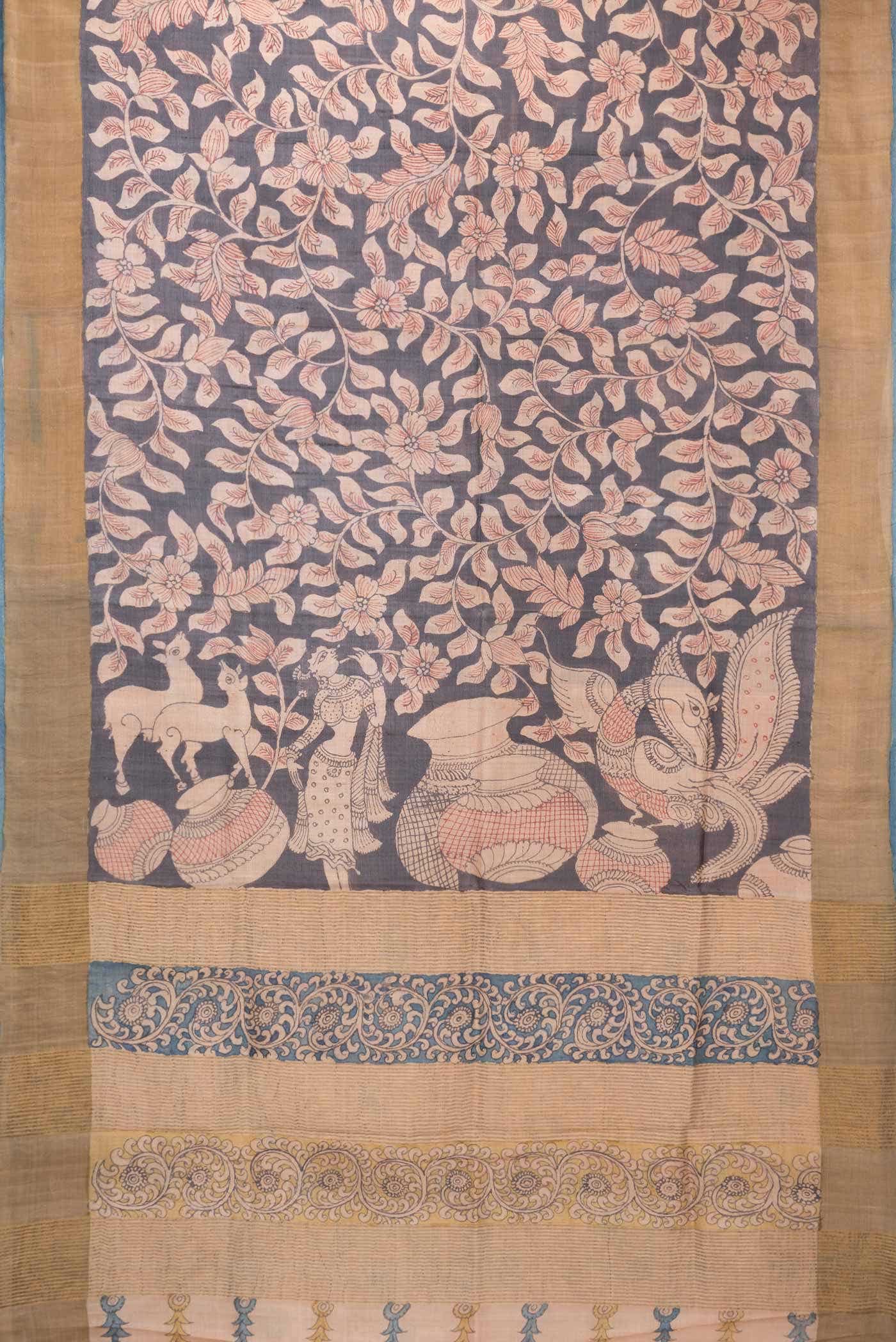 Coffee Brown Dual Tone Tussar Silk Saree