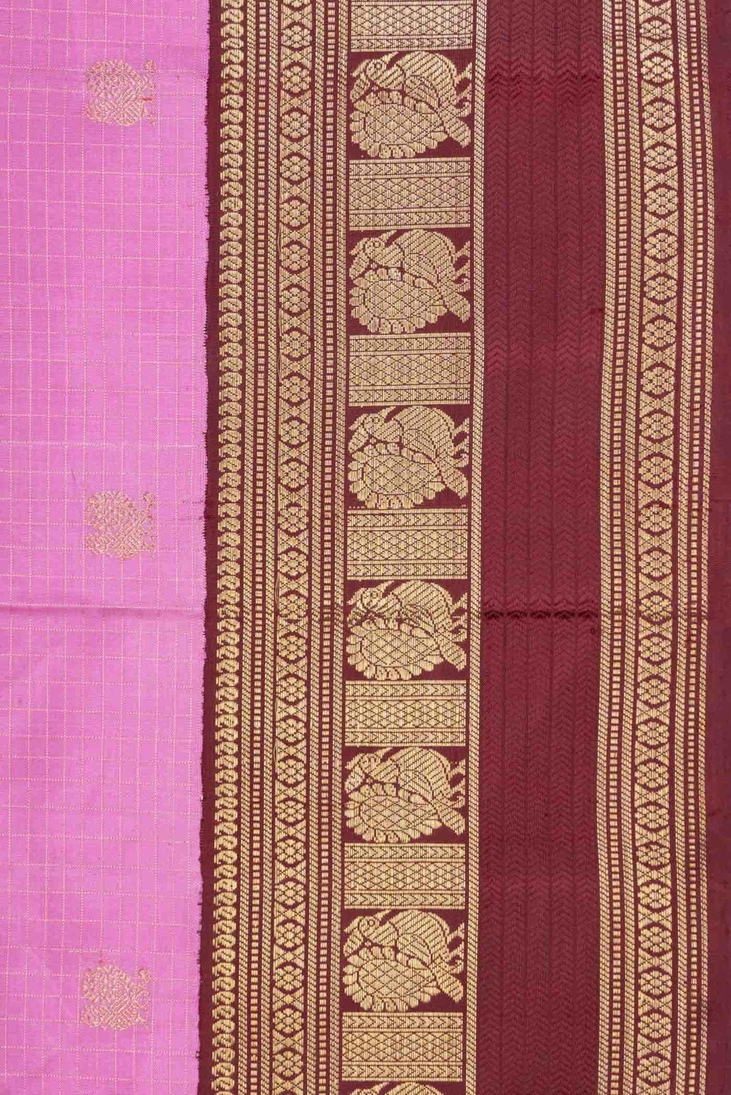 Pure Silk Pure Zari Pink Dual Tone Kanchipuram Saree
