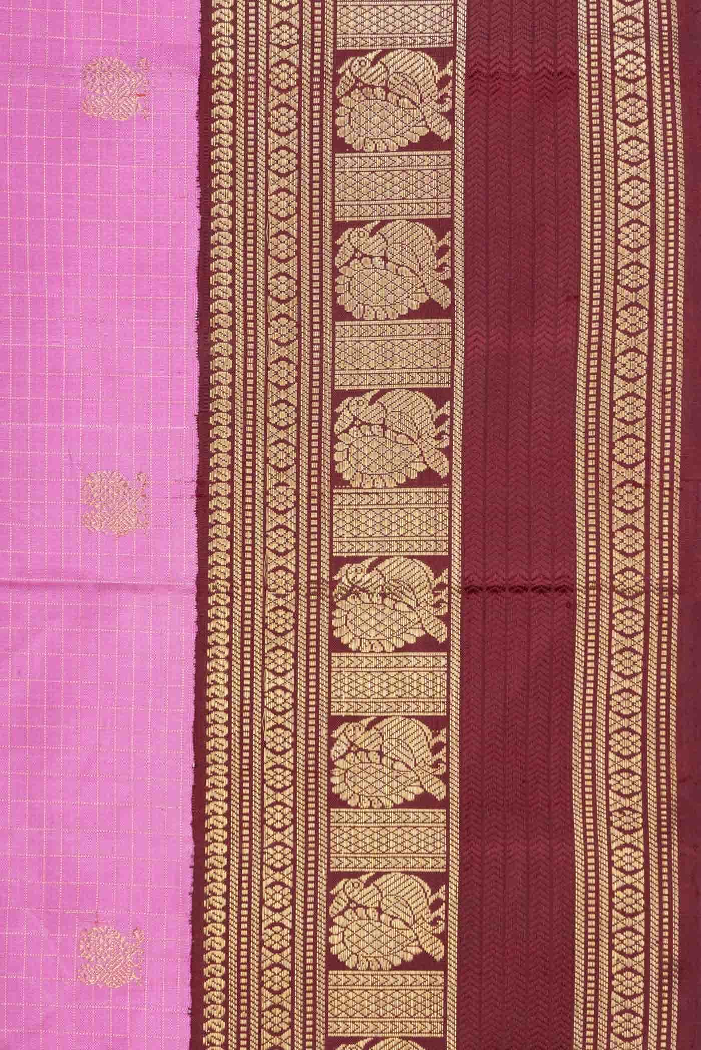 Pure Silk Pure Zari Pink Dual Tone Kanchipuram Saree