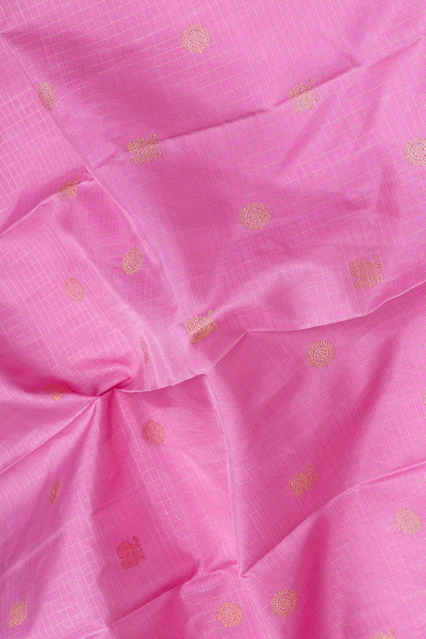 Pure Silk Pure Zari Pink Dual Tone Kanchipuram Saree