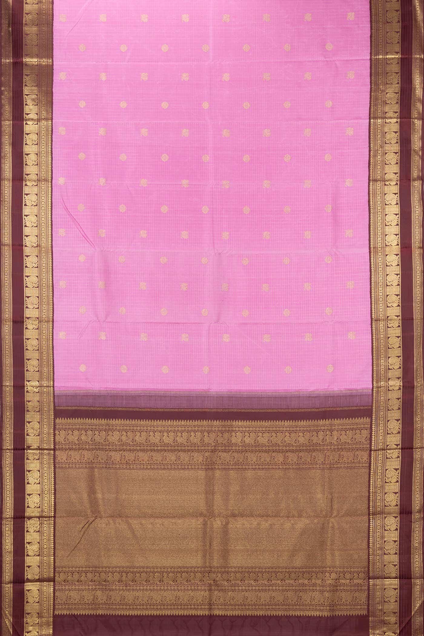 Pure Silk Pure Zari Pink Dual Tone Kanchipuram Saree