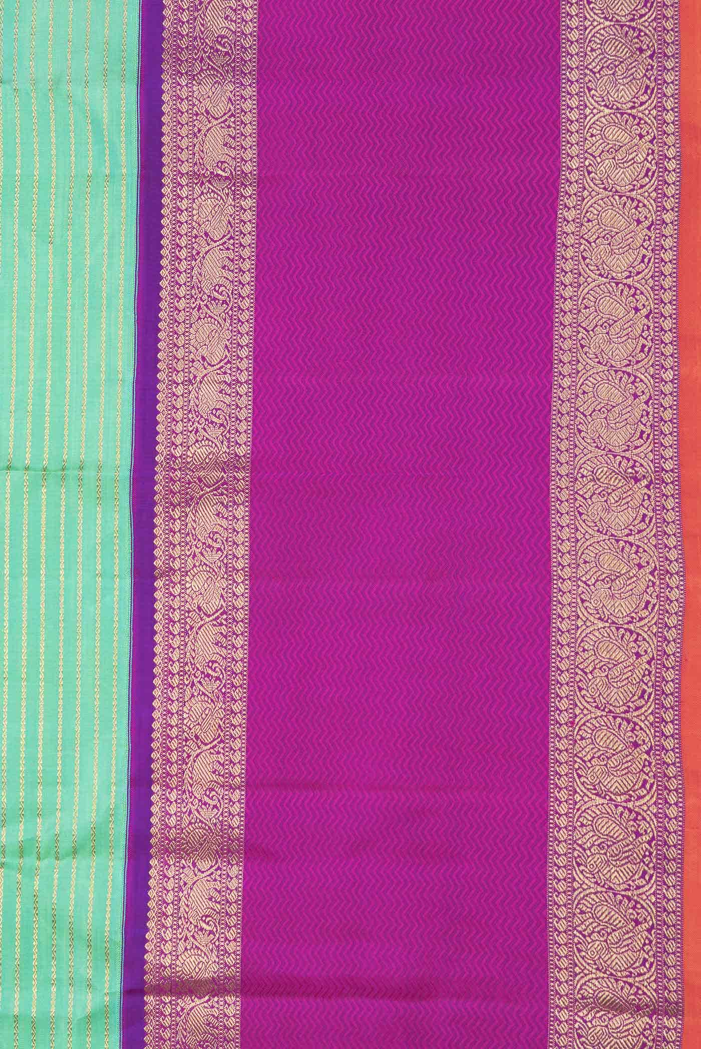 Pure Silk Pure Zari Sea Green Dual Tone Kanchipuram Saree