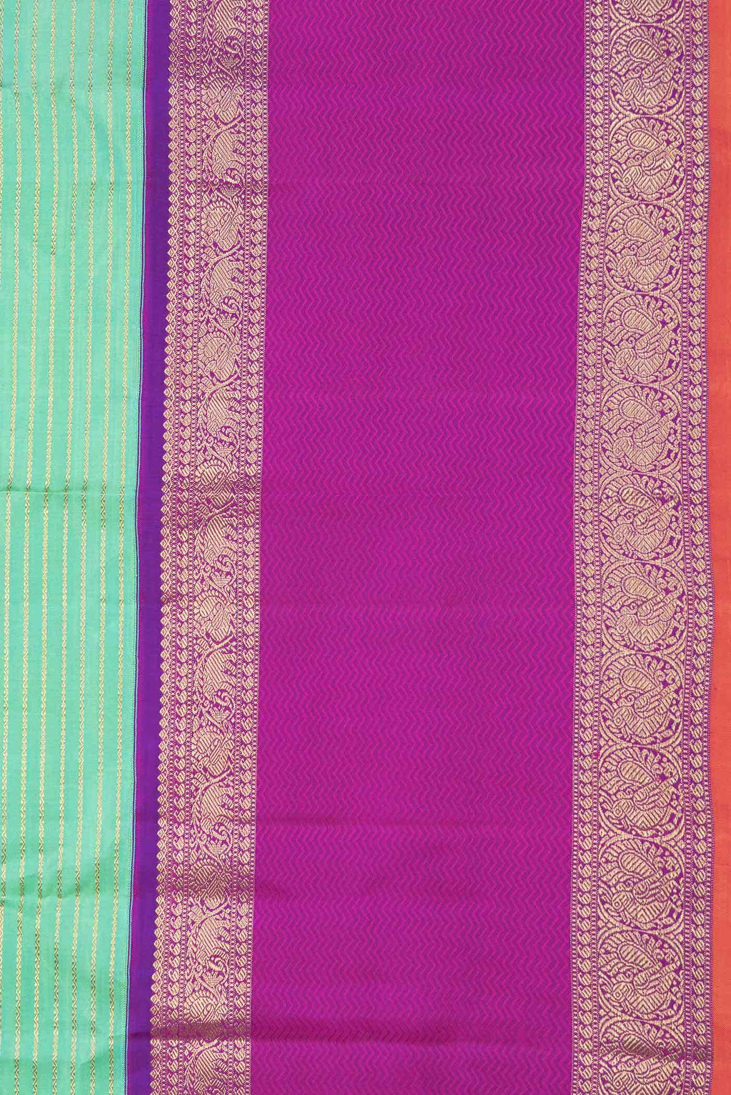 Pure Silk Pure Zari Sea Green Dual Tone Kanchipuram Saree