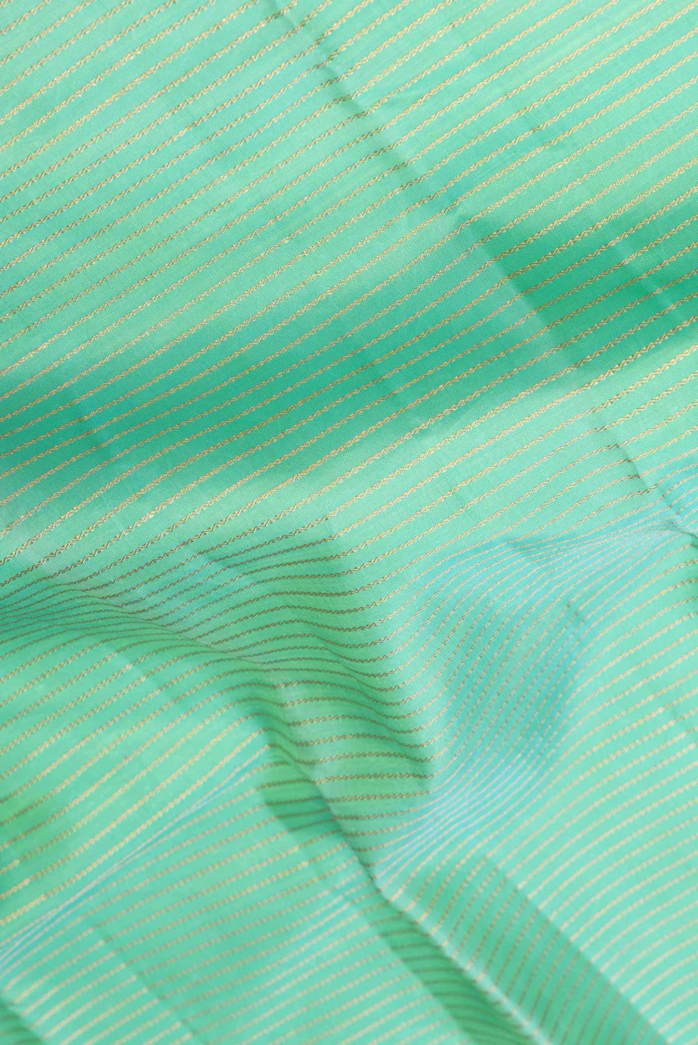 Pure Silk Pure Zari Sea Green Dual Tone Kanchipuram Saree