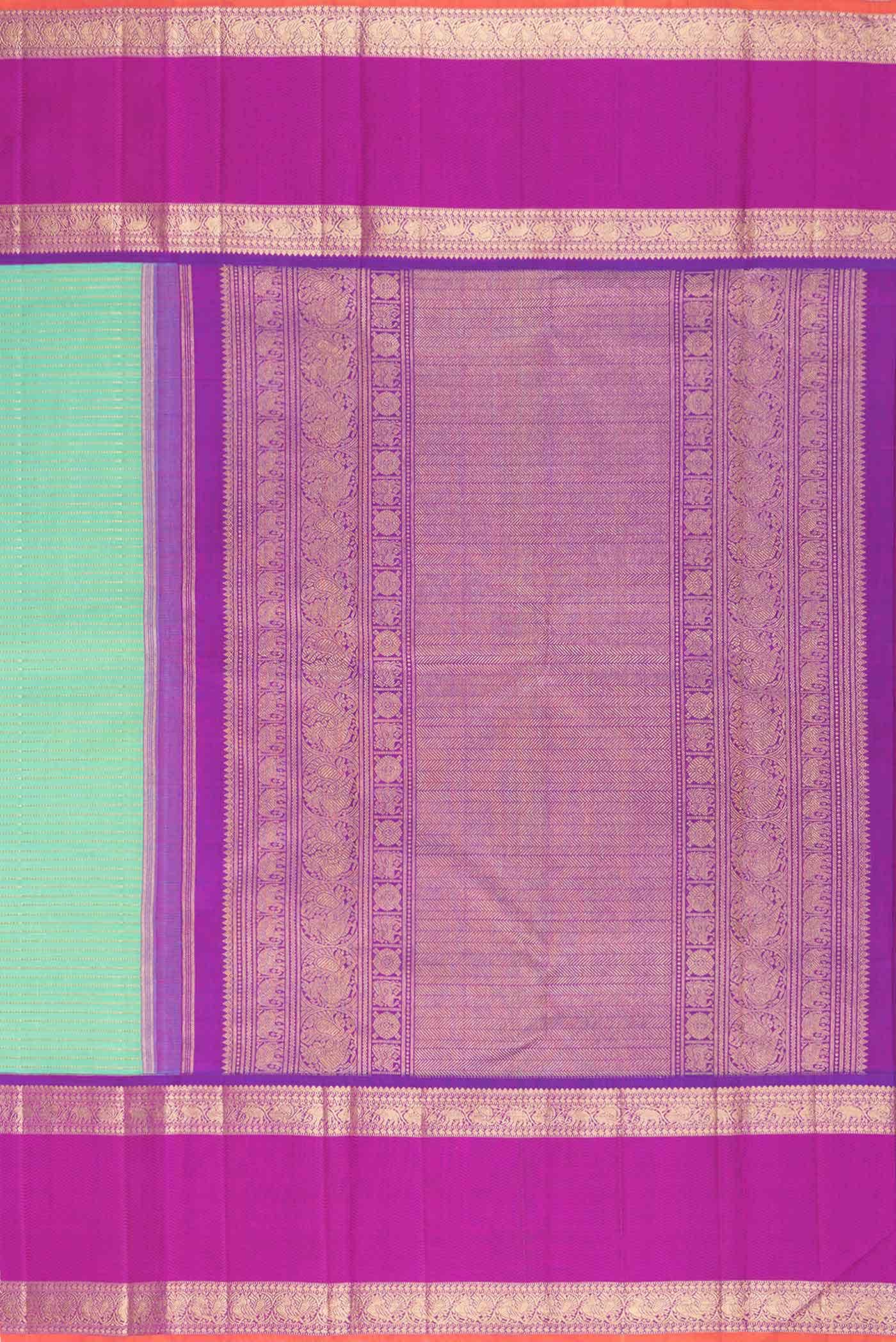 Pure Silk Pure Zari Sea Green Dual Tone Kanchipuram Saree