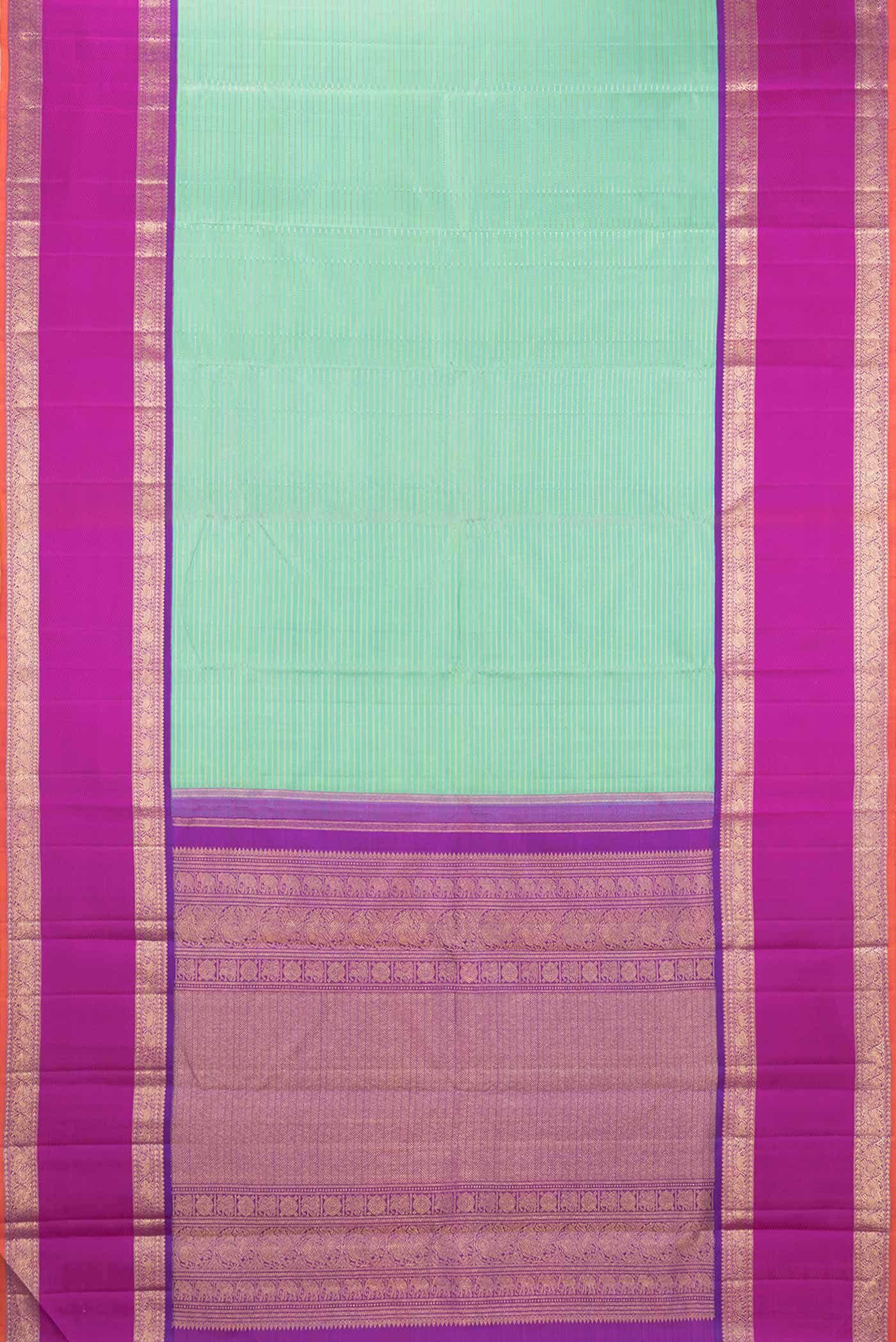 Pure Silk Pure Zari Sea Green Dual Tone Kanchipuram Saree