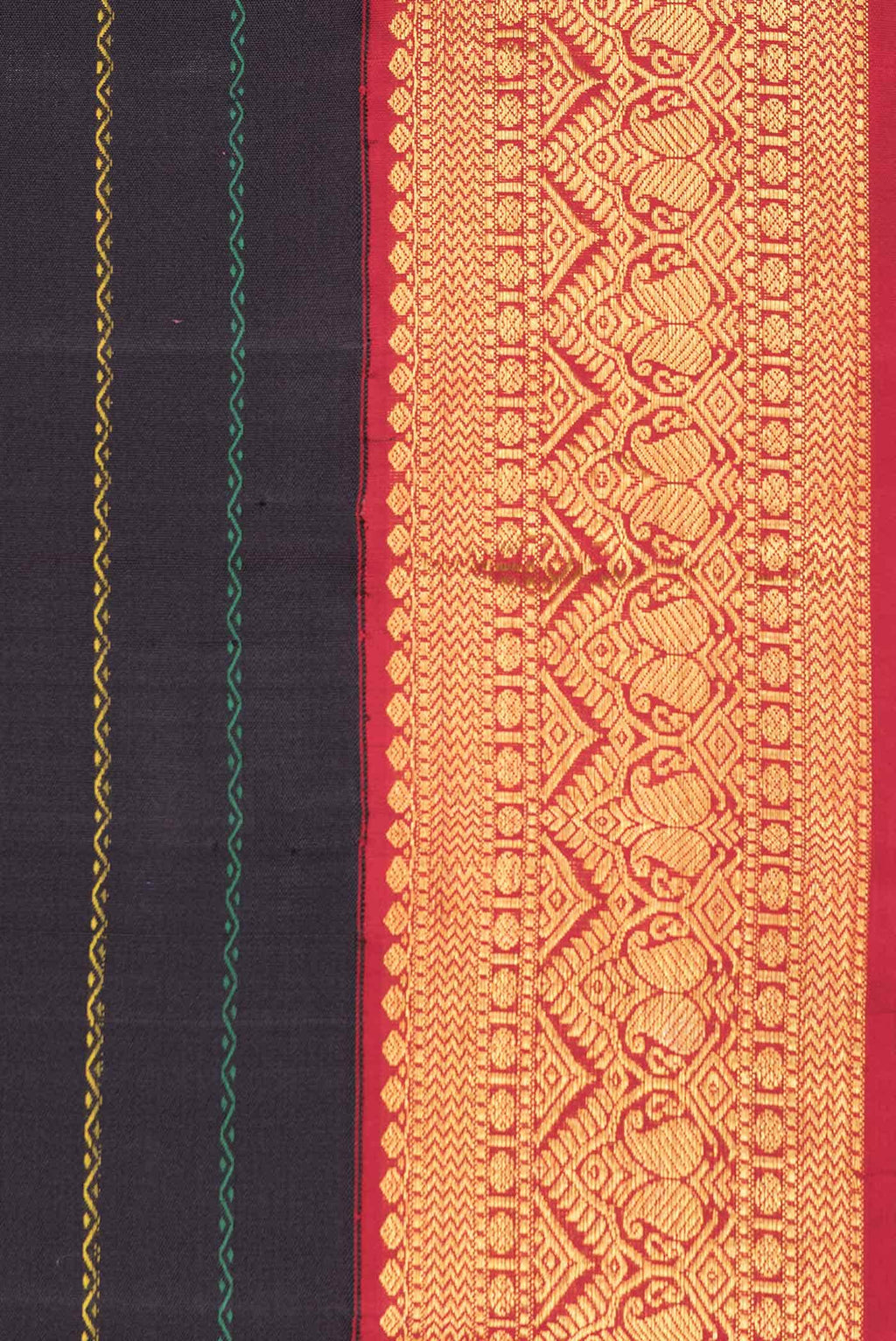 Pure Silk Pure Zari Black Dual Tone Kanchipuram Saree