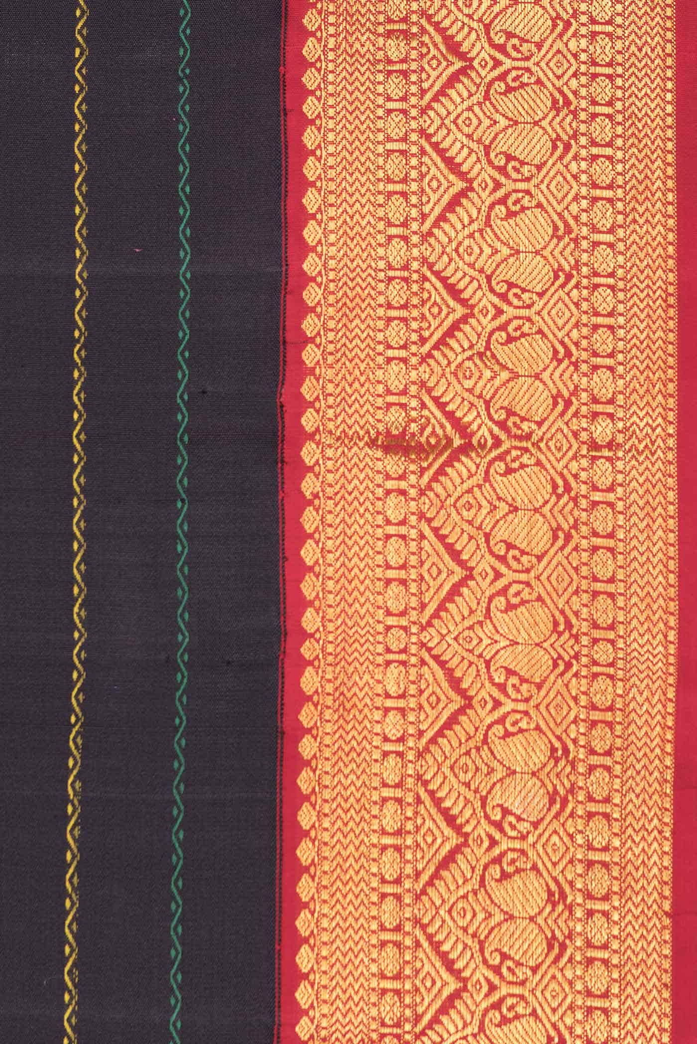 Pure Silk Pure Zari Black Dual Tone Kanchipuram Saree