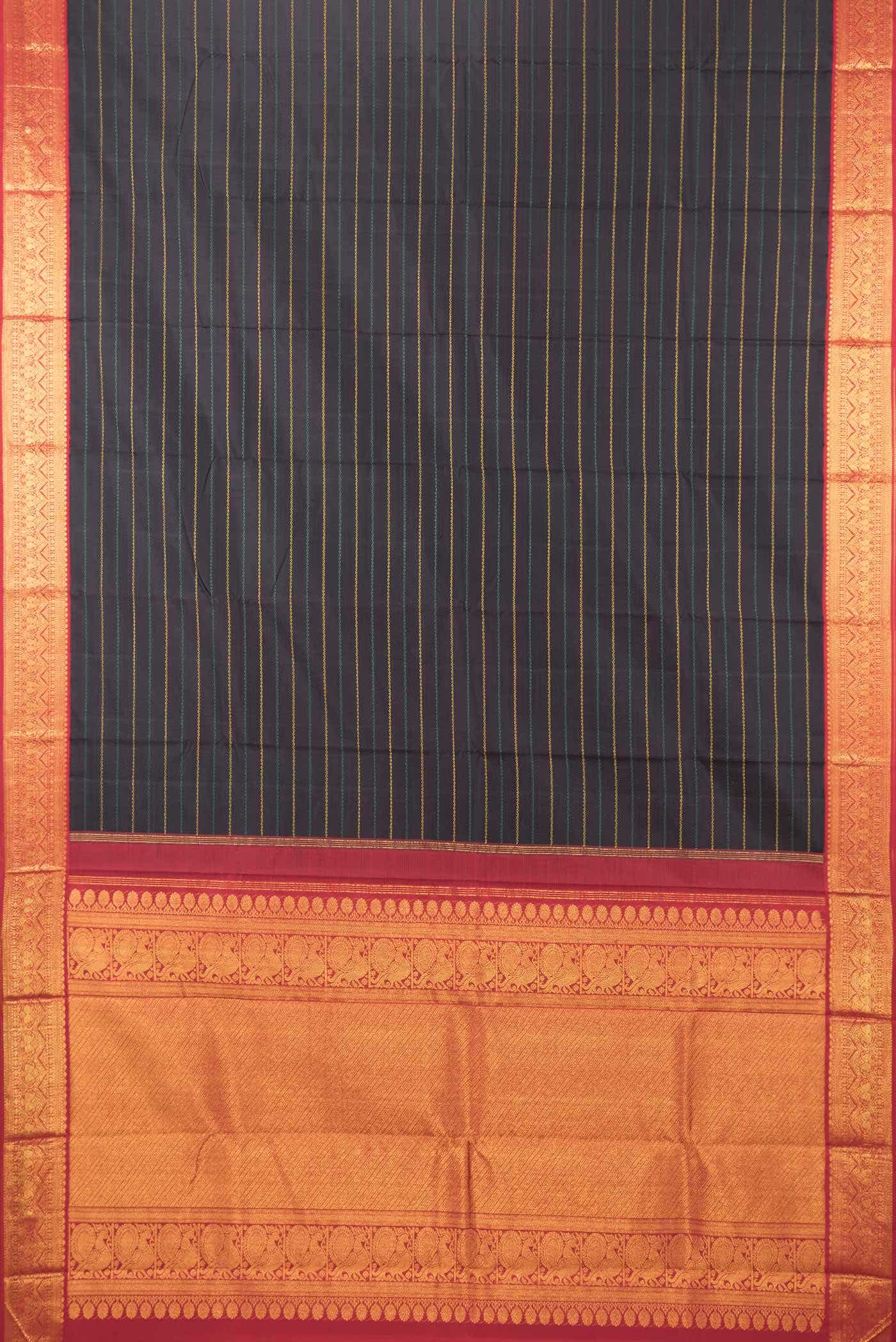 Pure Silk Pure Zari Black Dual Tone Kanchipuram Saree