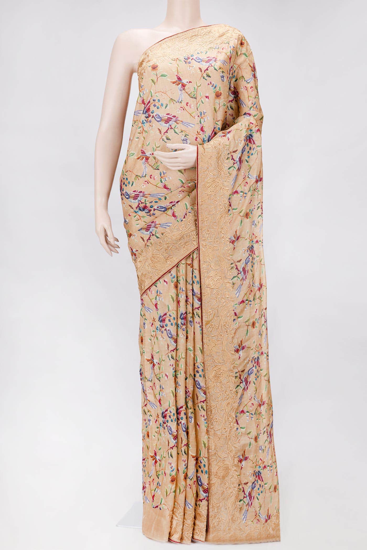 Rose Gold Dual Tone Tussar Silk Saree