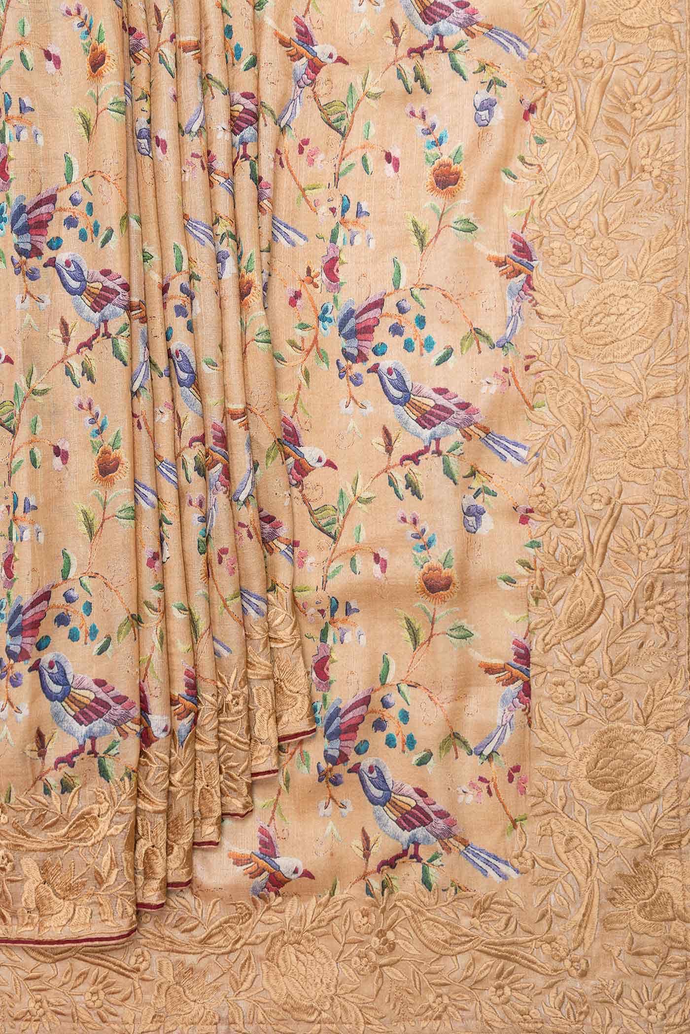 Rose Gold Dual Tone Tussar Silk Saree