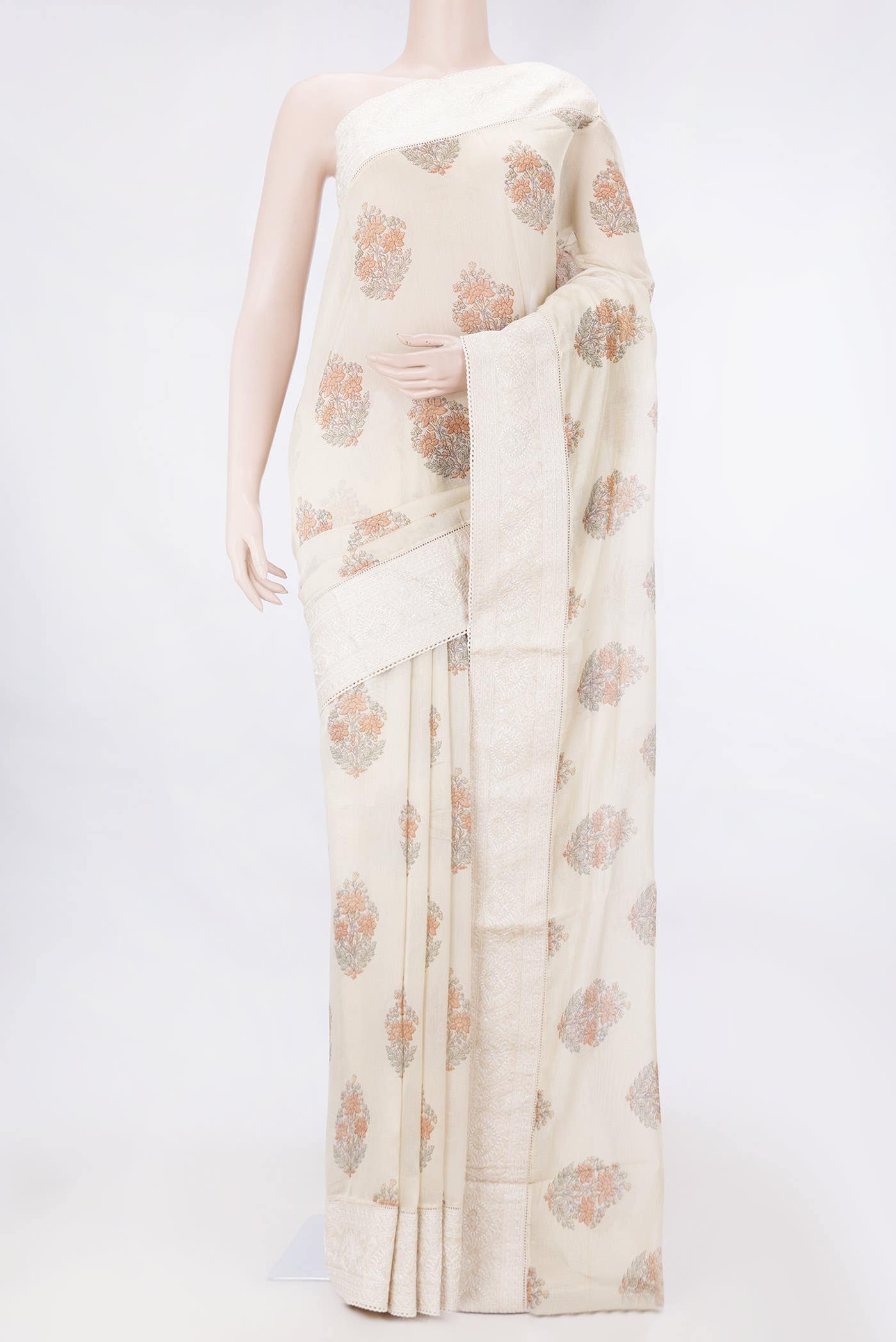 Off White Dual Tone Chanderi Silk Saree