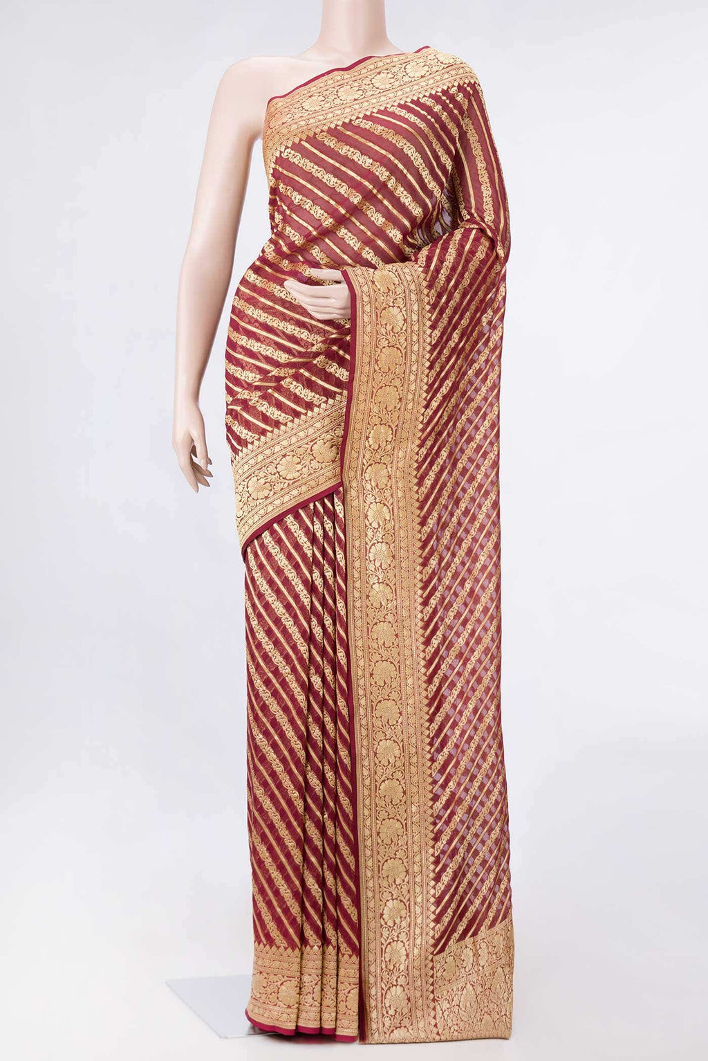 Maroon Dual Tone Mysore Georgette Saree
