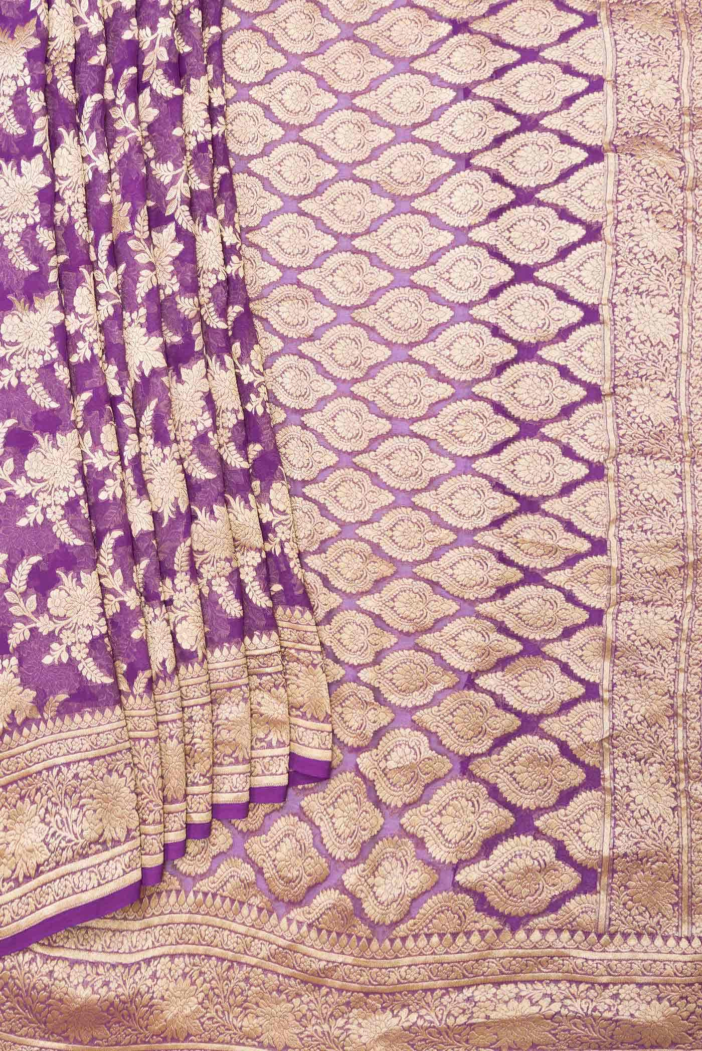Purple Dual Tone Mysore Georgette Saree