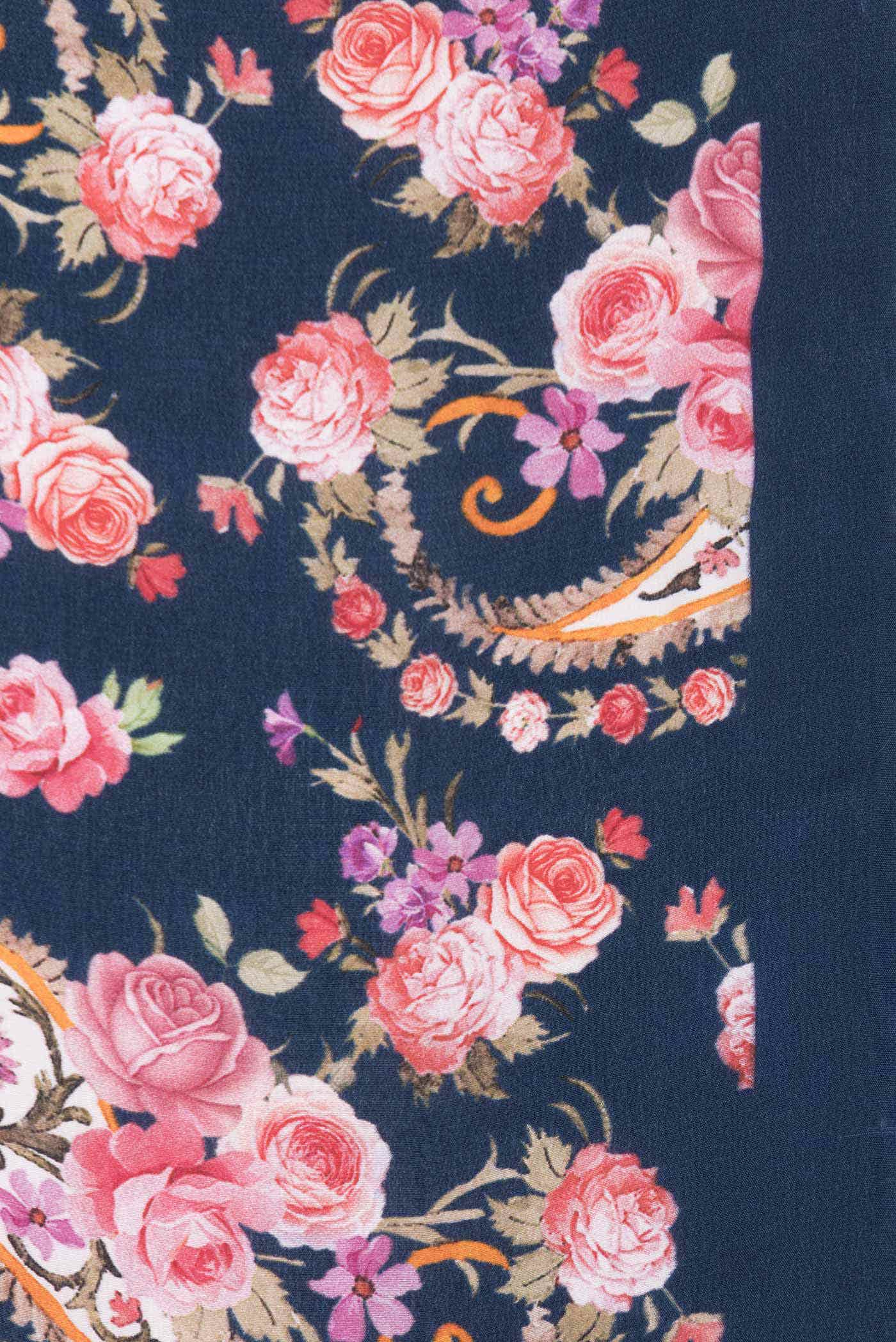 Navy Blue Mysore Crepe Saree